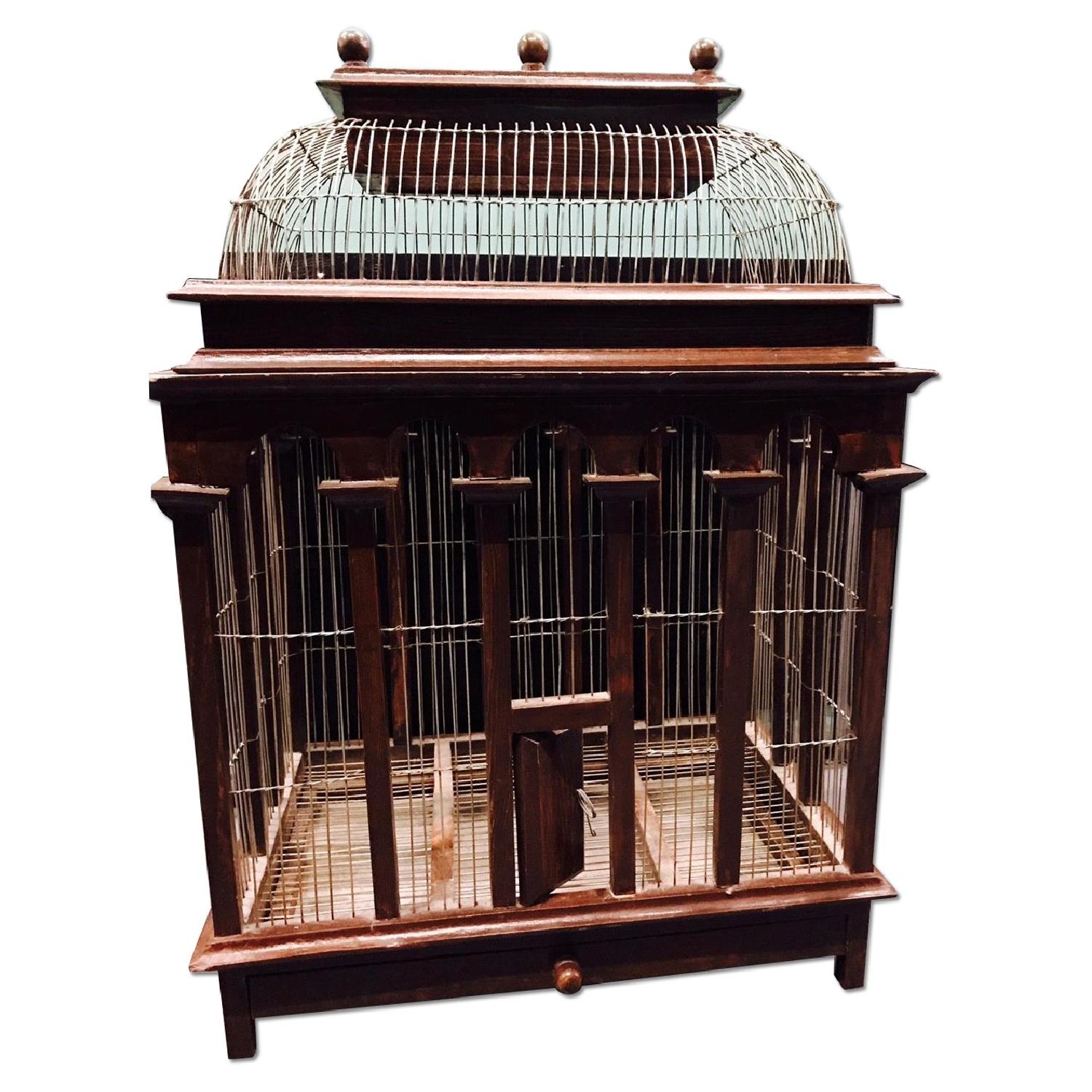 Antique Wooden Birdcage - image-3