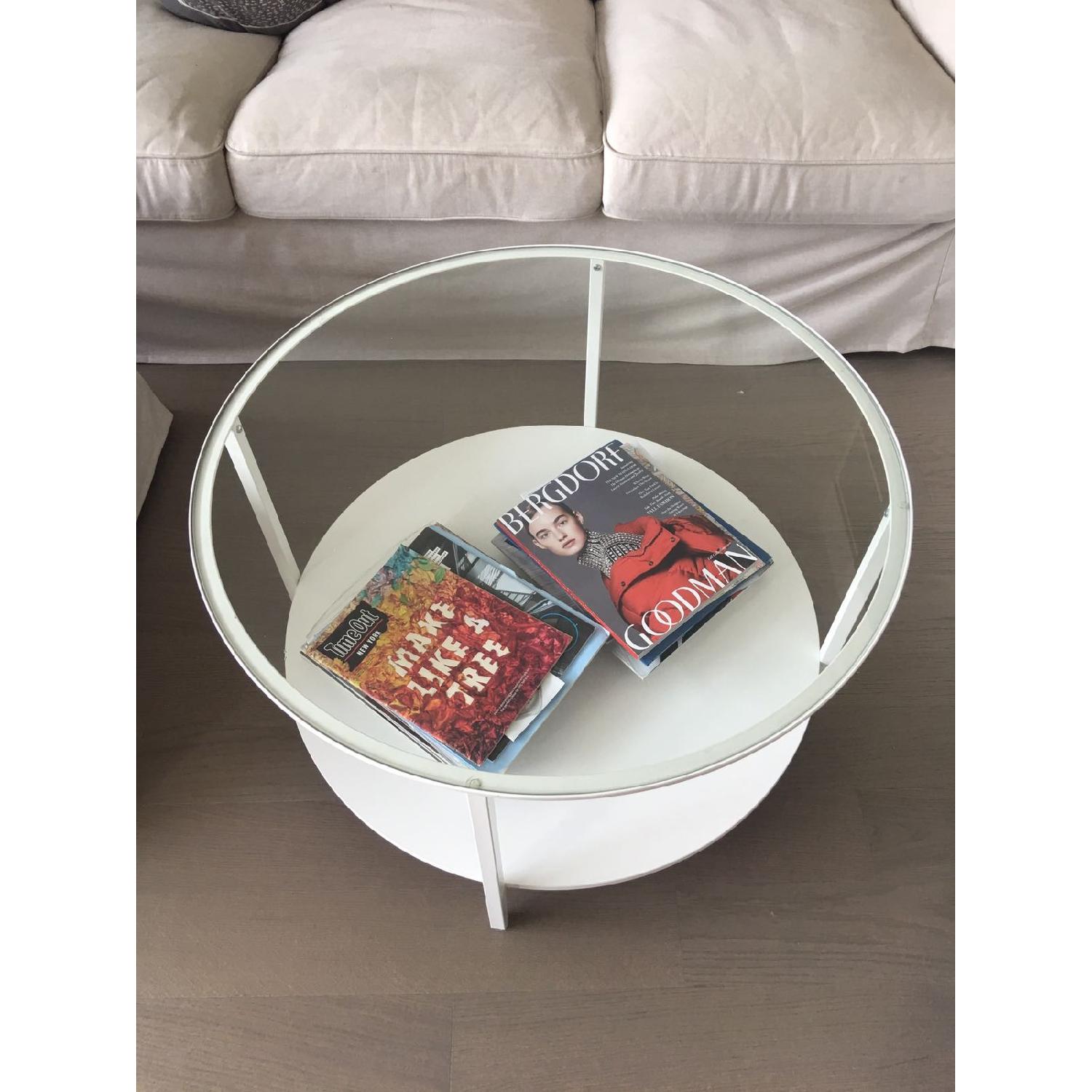 Ikea Glass/White Metal & Wood Coffee Table - image-1