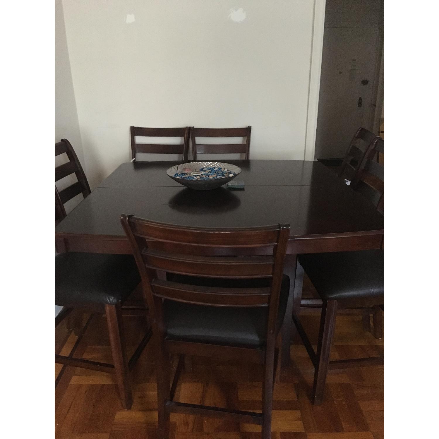 Wooden Espresso Dining Table w/ 8 Chairs - image-1