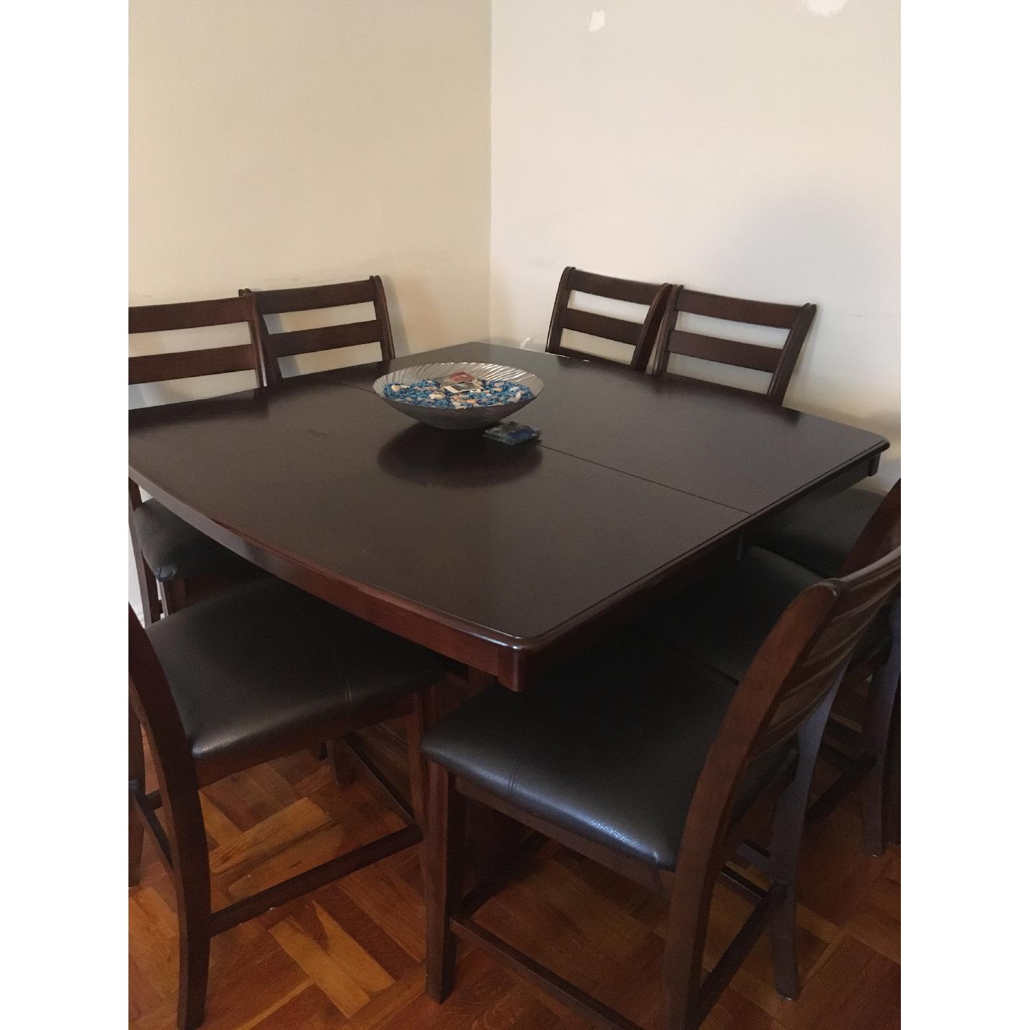 Wooden Espresso Dining Table w/ 8 Chairs - image-2