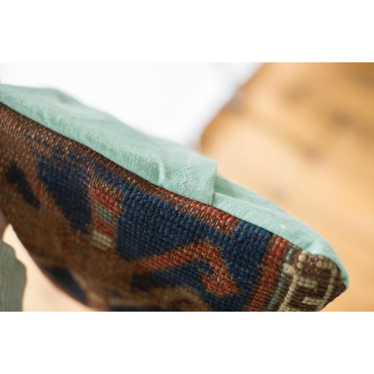 Antique Kazak Rug Fragment Pillow - Thumbnail 5