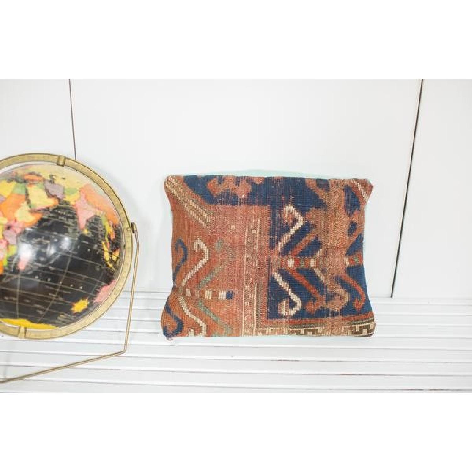 Antique Kazak Rug Fragment Pillow - Thumbnail 3