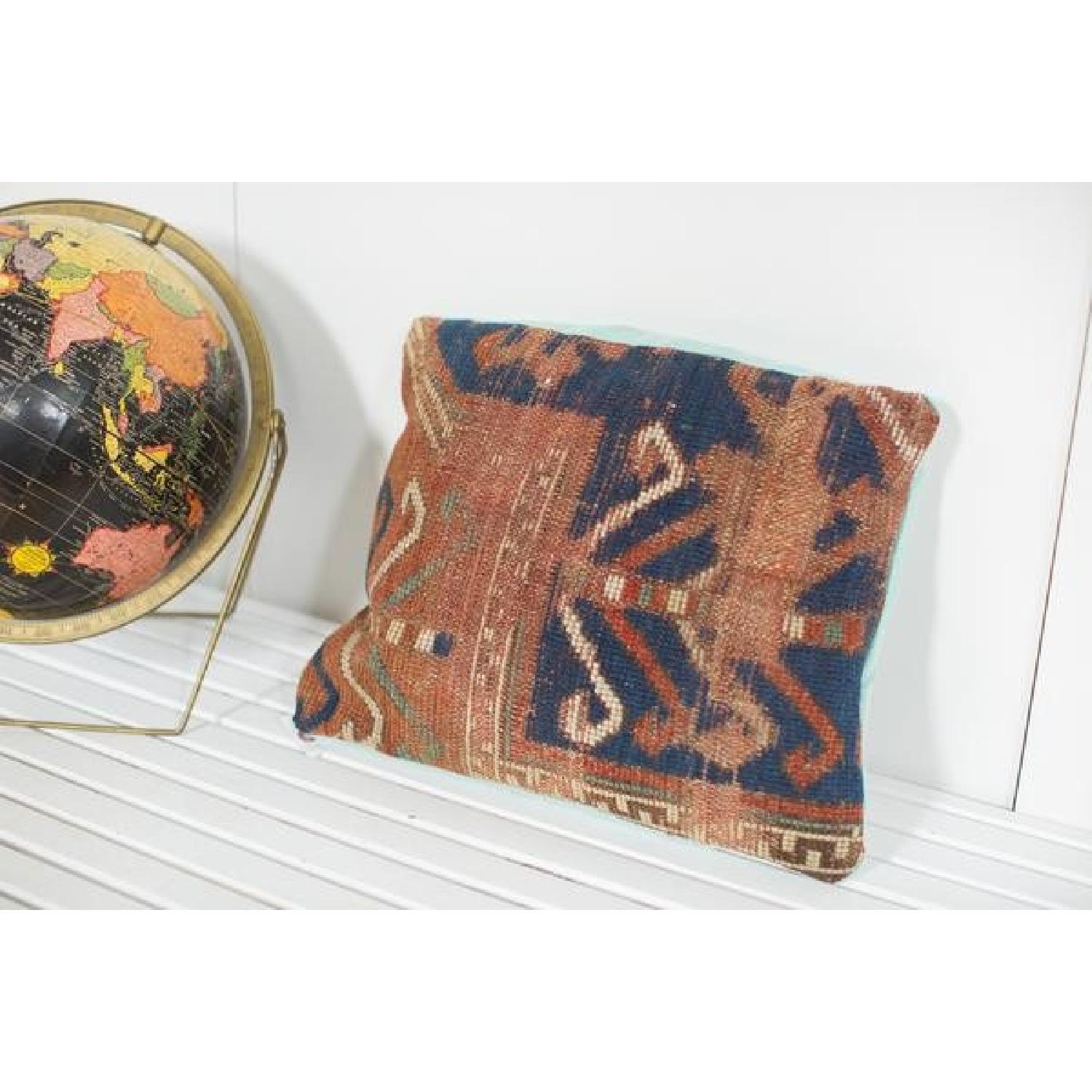 Antique Kazak Rug Fragment Pillow - Thumbnail 2
