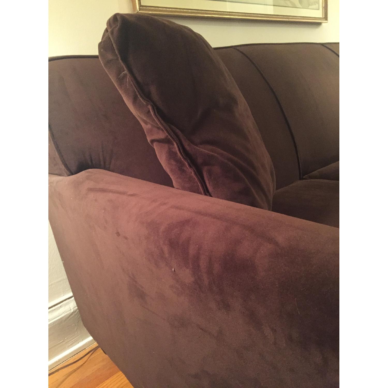 Raymour & Flanigan Brown Microfiber Couch - image-2