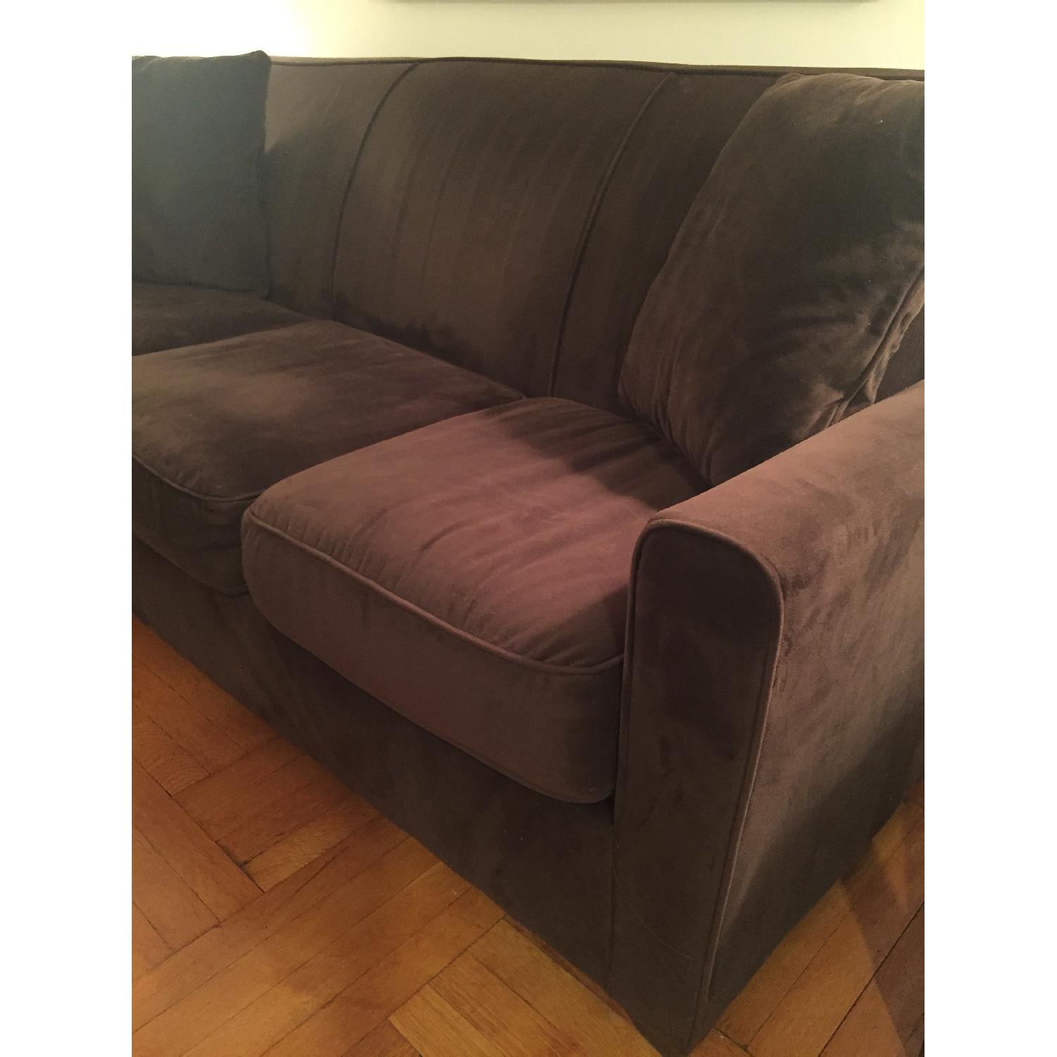Raymour & Flanigan Brown Microfiber Couch - image-3