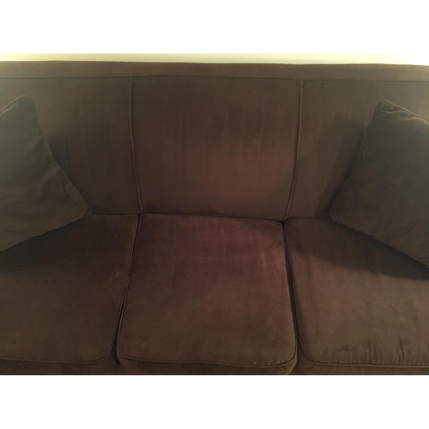 Raymour & Flanigan Brown Microfiber Couch - image-4