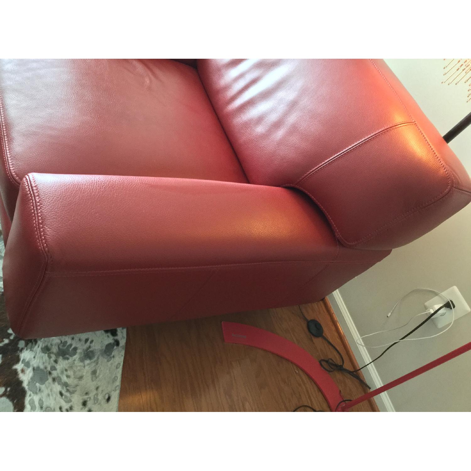 Bloomingdale's Red Leather Oversized Armchair - image-2