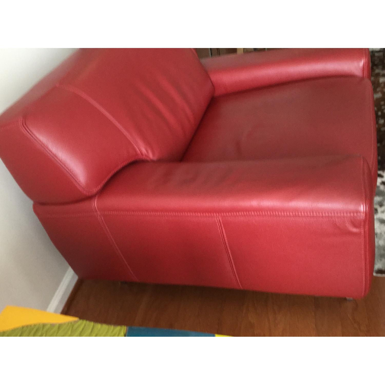 Bloomingdale's Red Leather Oversized Armchair - image-3