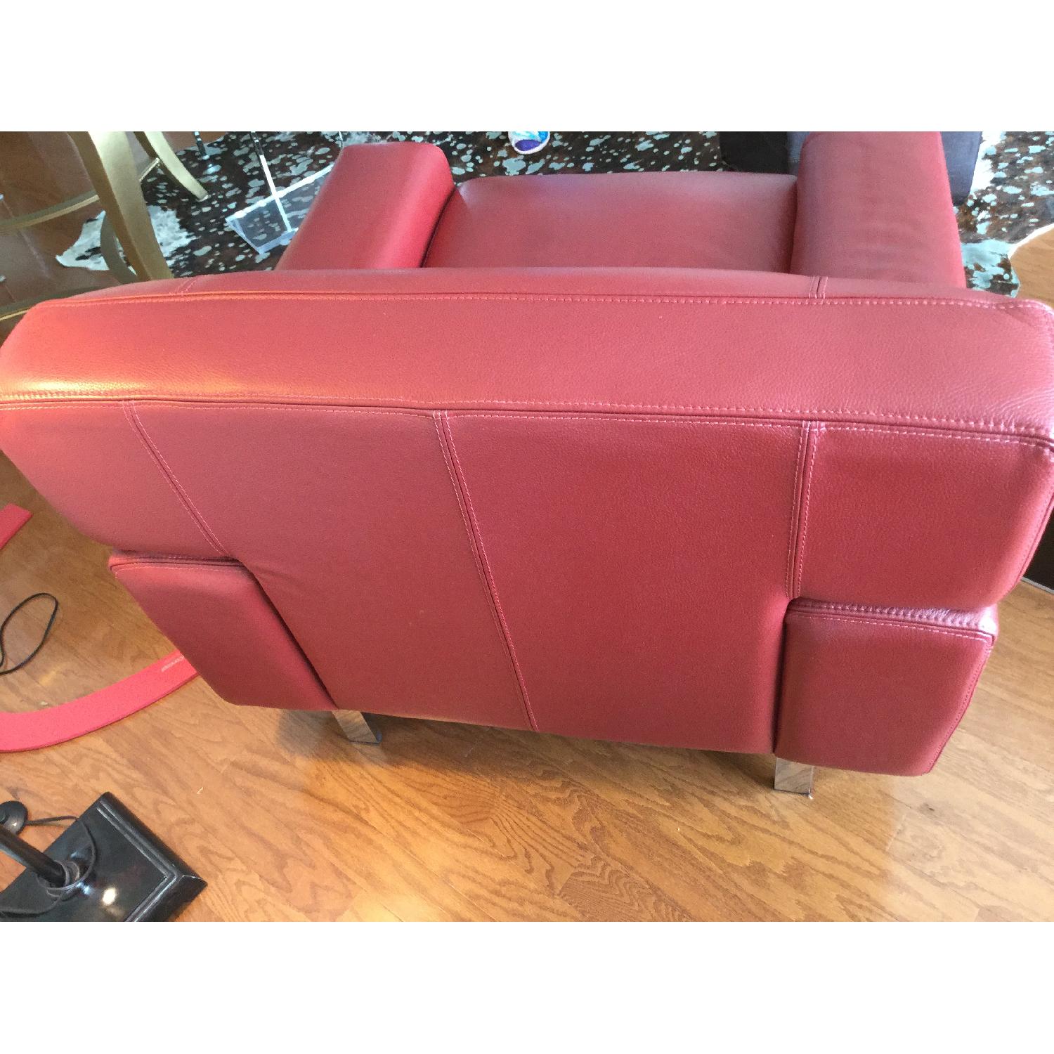 Bloomingdale's Red Leather Oversized Armchair - image-4