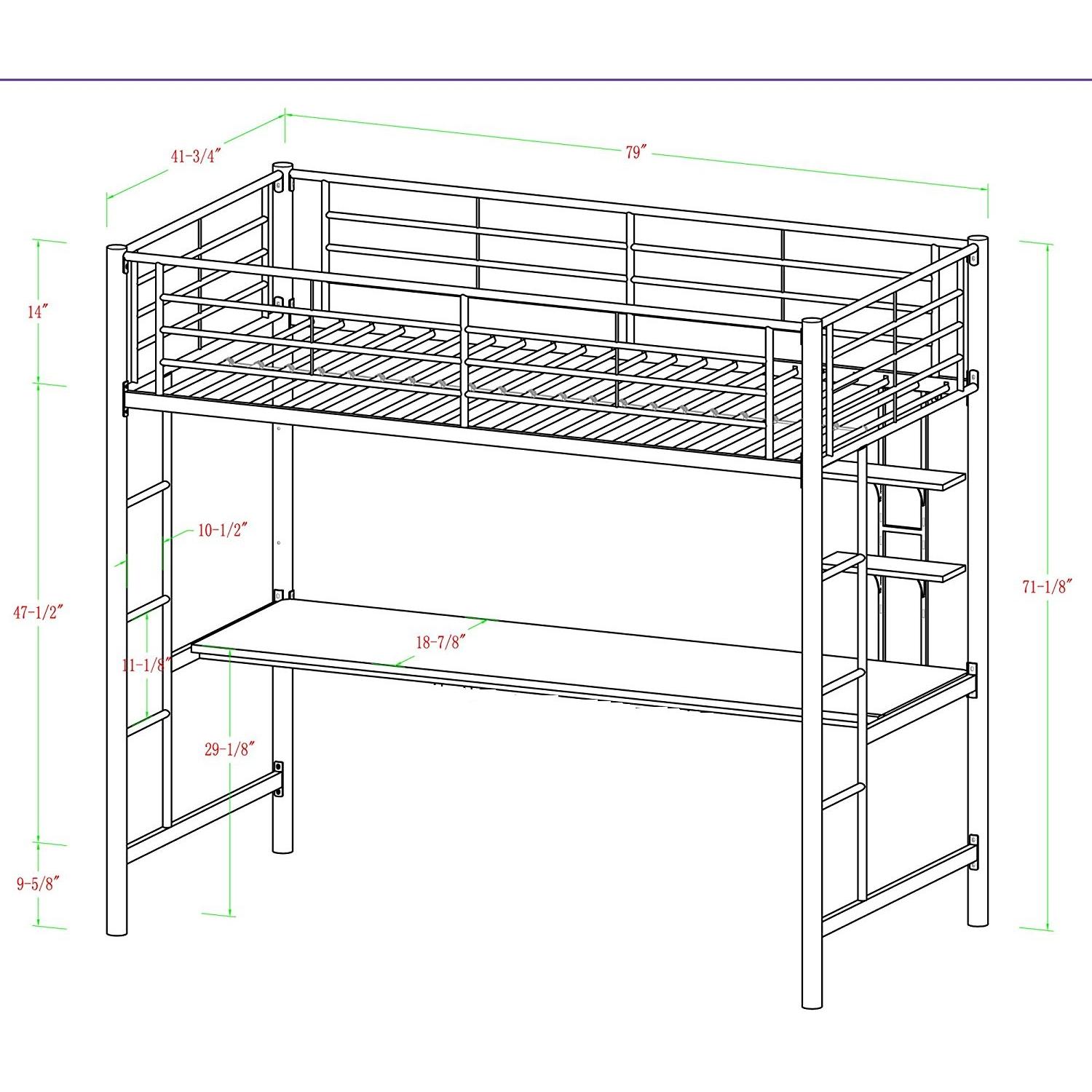 Walker Edison Loft Bed w/ Desk - image-5