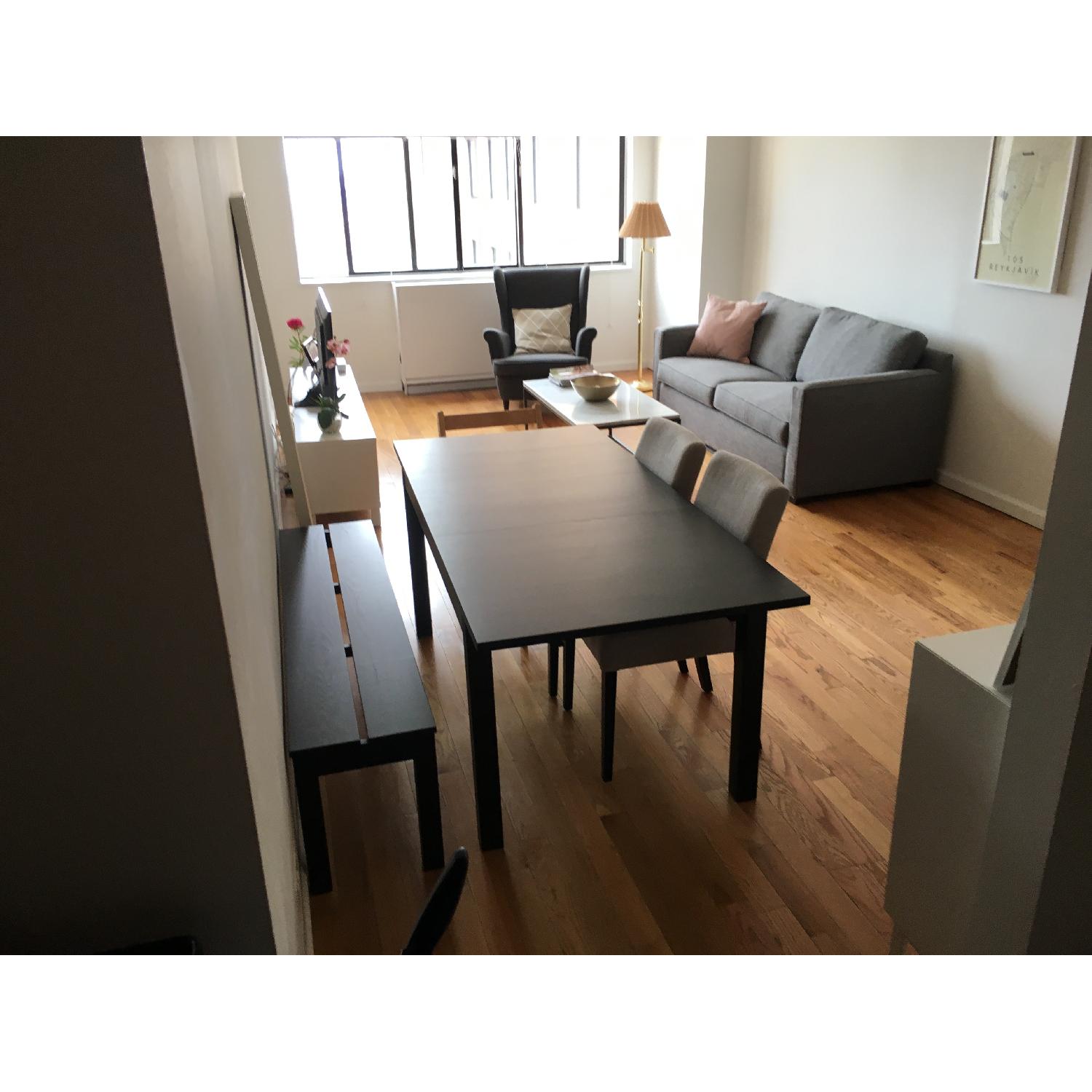 Ikea Bjursta Table + 1 Bench & 2 Crate & Barrel Chairs - image-4