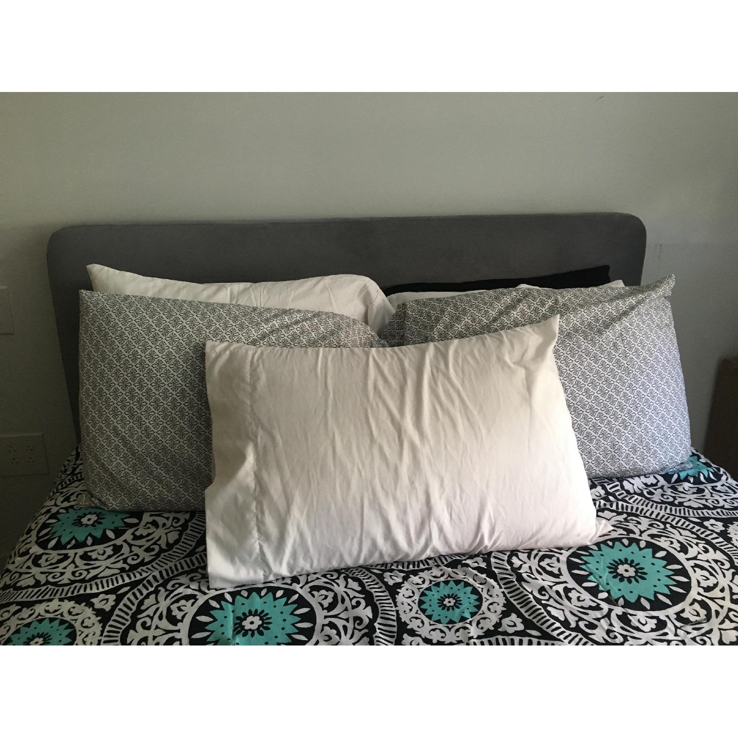 Gray Upholstered Platform Bed - image-2