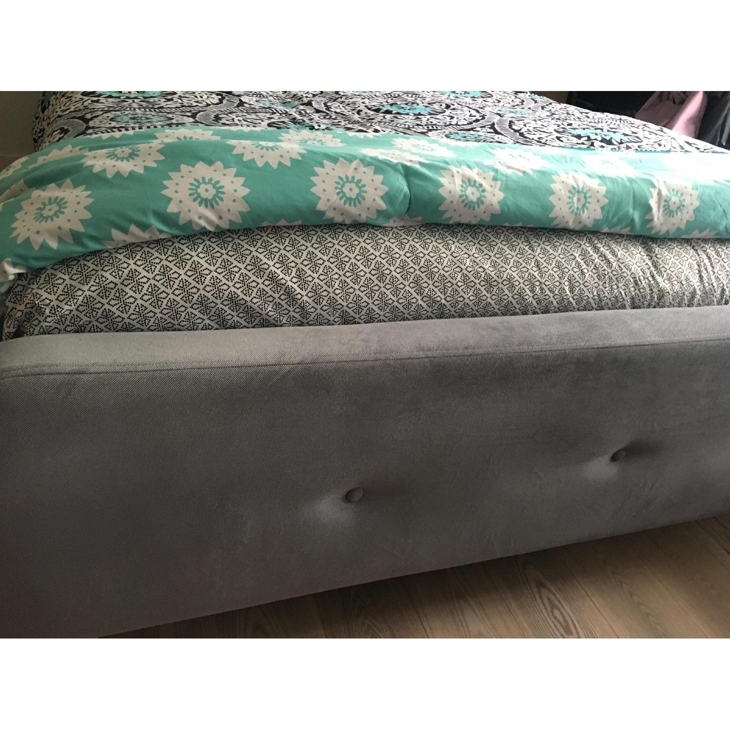 Gray Upholstered Platform Bed - image-3