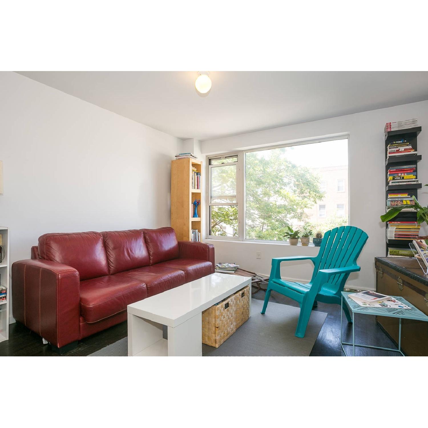 Scandinavian Designs Pavia Red Leather Sleeper Sofa - image-1