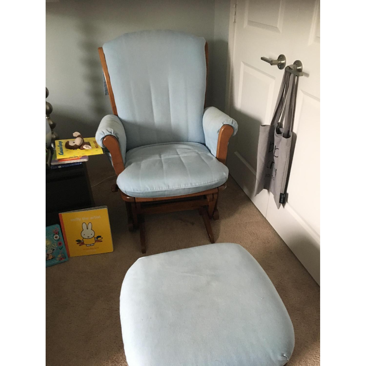 Dutailier Baby Blue Glider w/ Nursing Stool/Ottoman - image-1