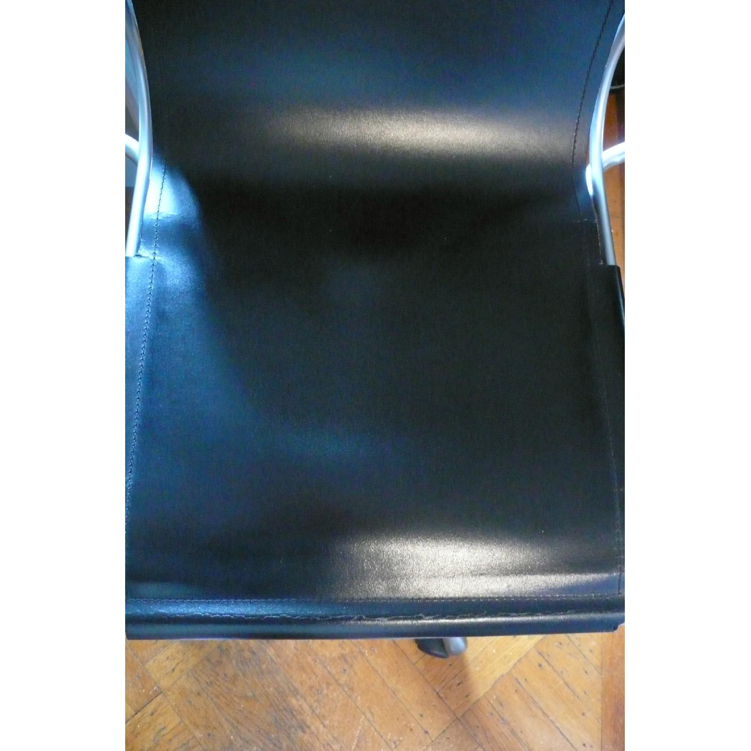 Crate & Barrel Black Leather Desk Chair w/ Metal Frame AptDeco