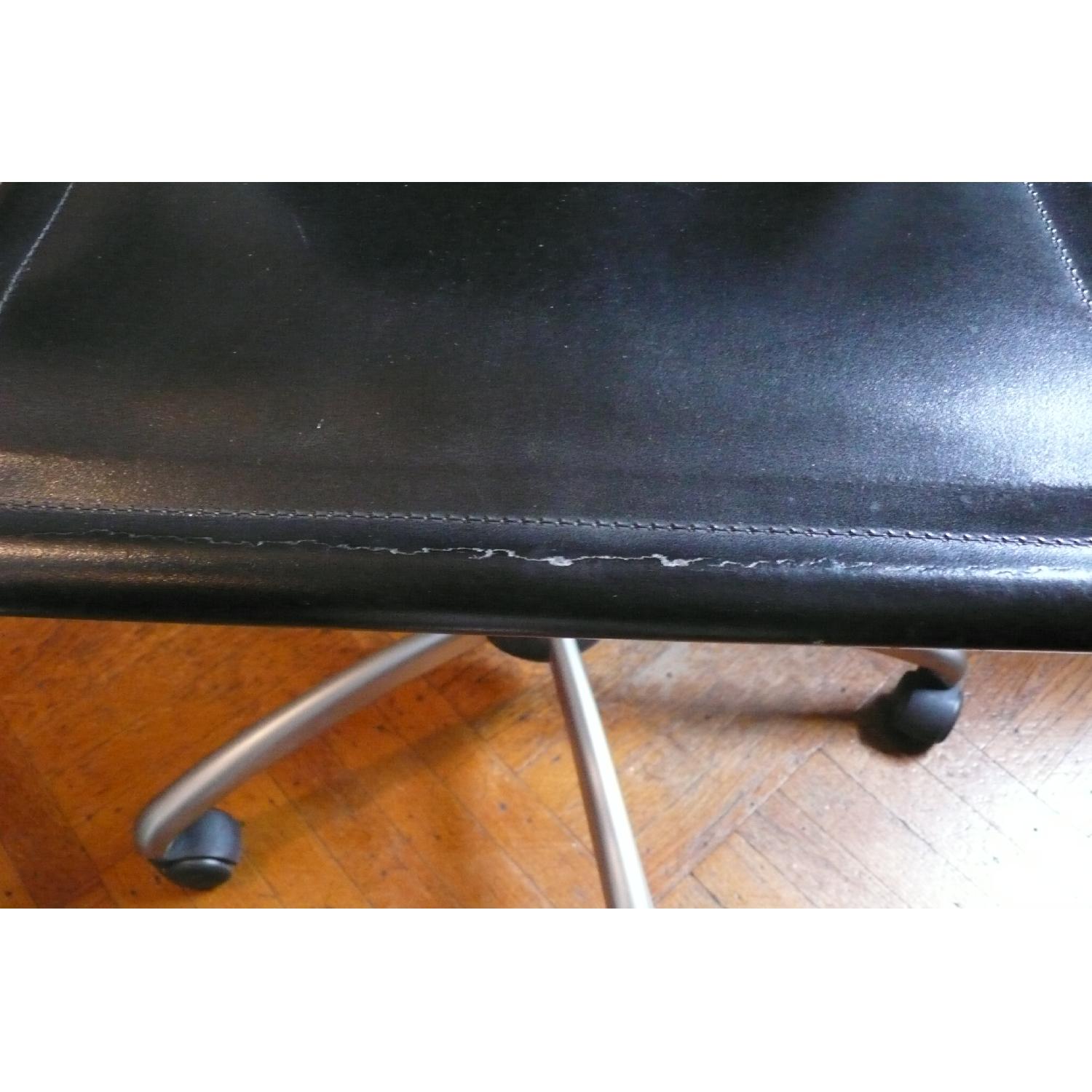 Crate & Barrel Black Leather Desk Chair w/ Metal Frame AptDeco