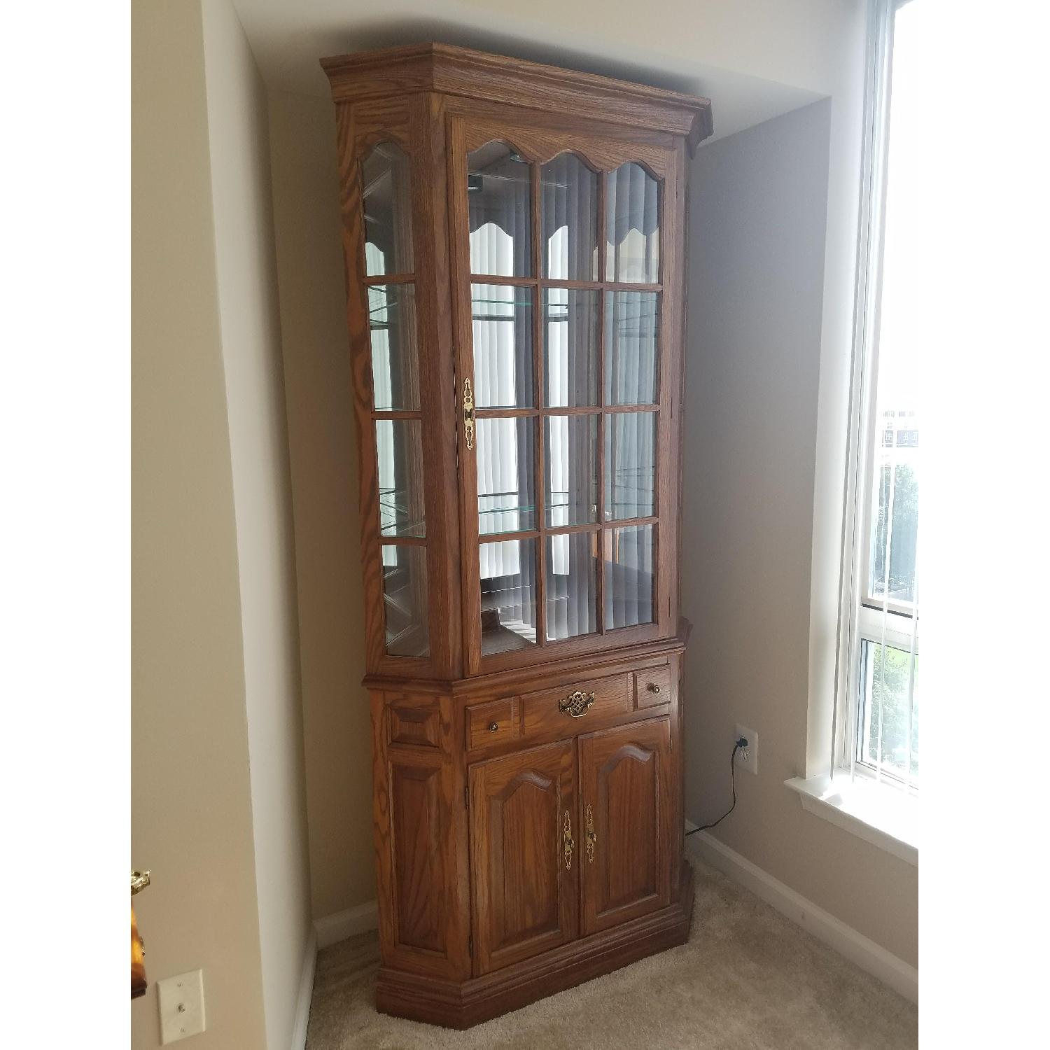 Antique Tell City Lighted China Cabinet - image-1