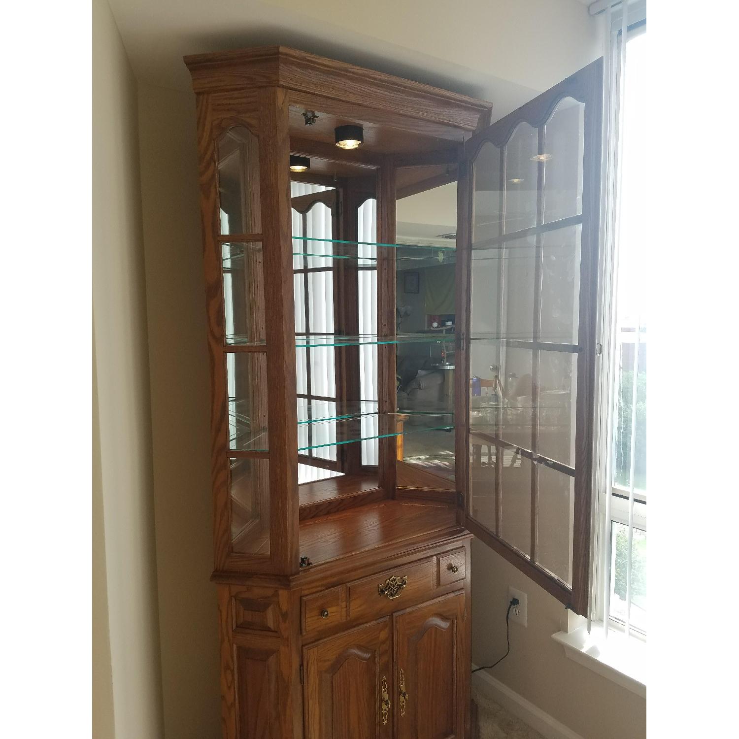 Antique Tell City Lighted China Cabinet - image-3