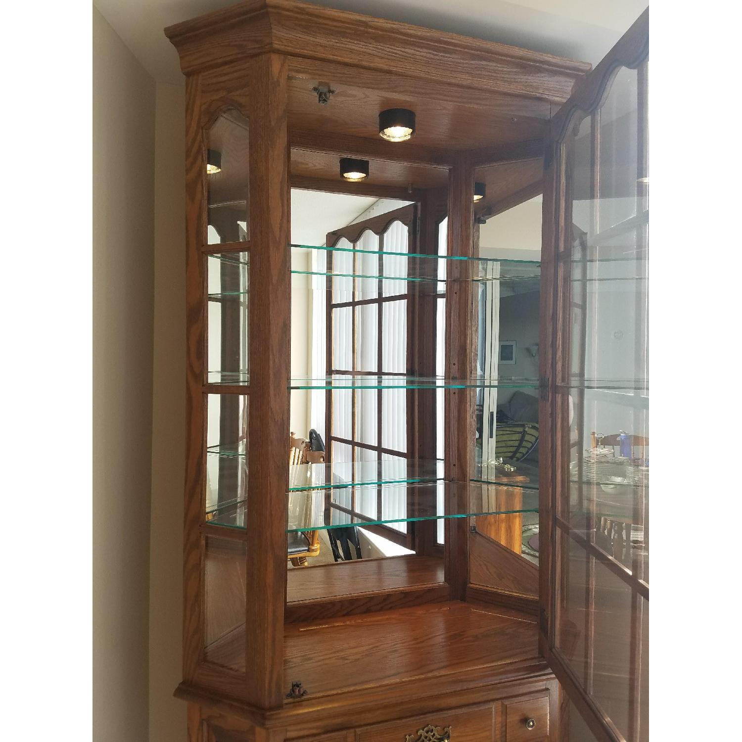 Antique Tell City Lighted China Cabinet - image-4