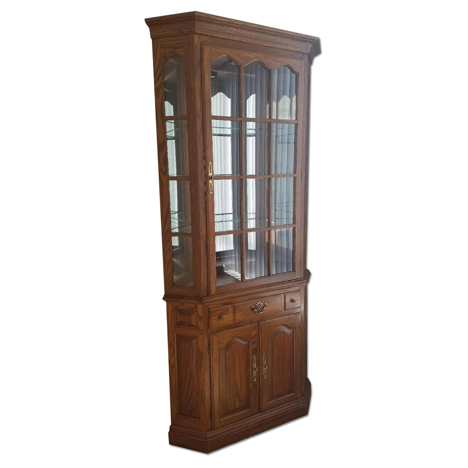 Antique Tell City Lighted China Cabinet - image-0
