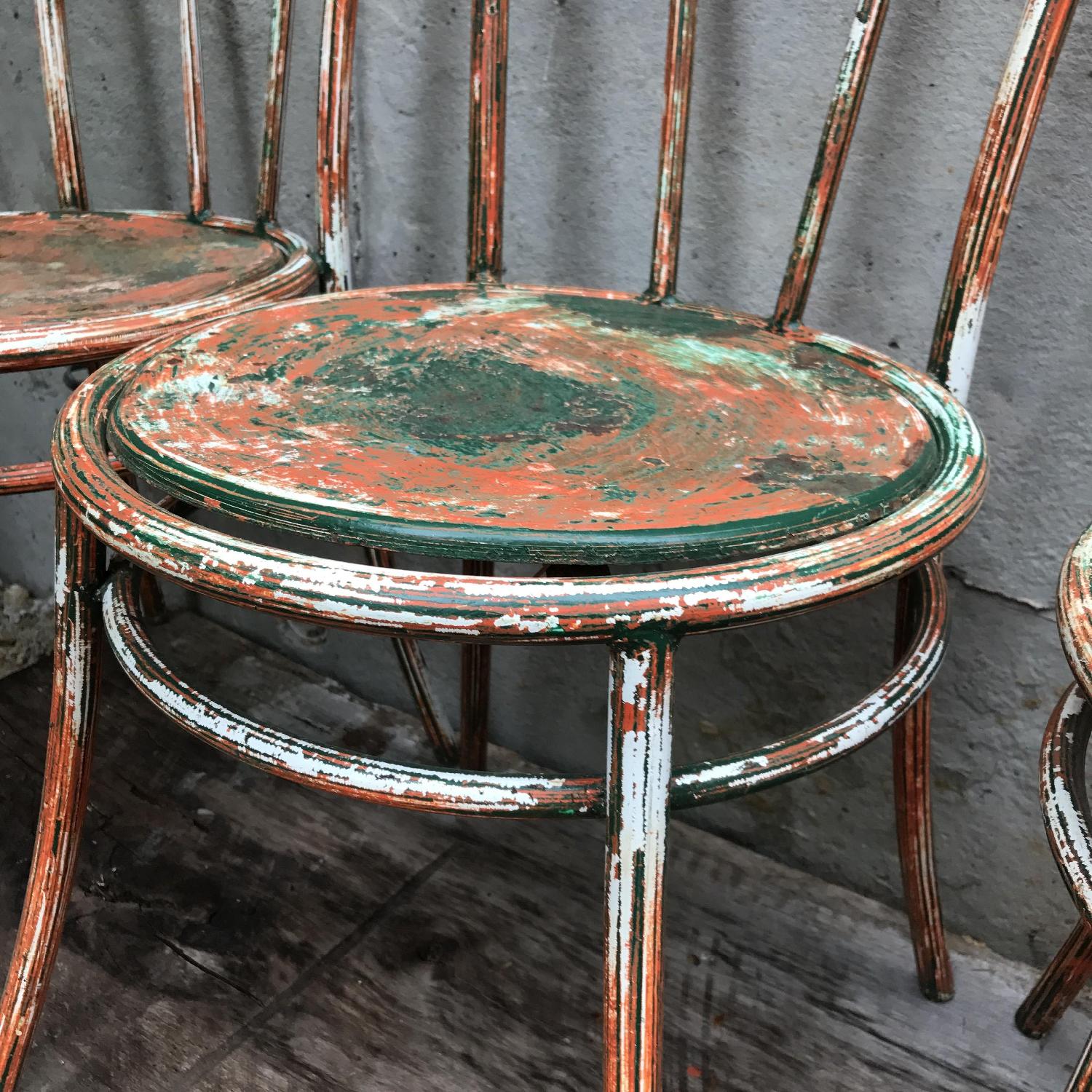 French Vintage Bistro Cafe Metal Industrial Chairs - image-2