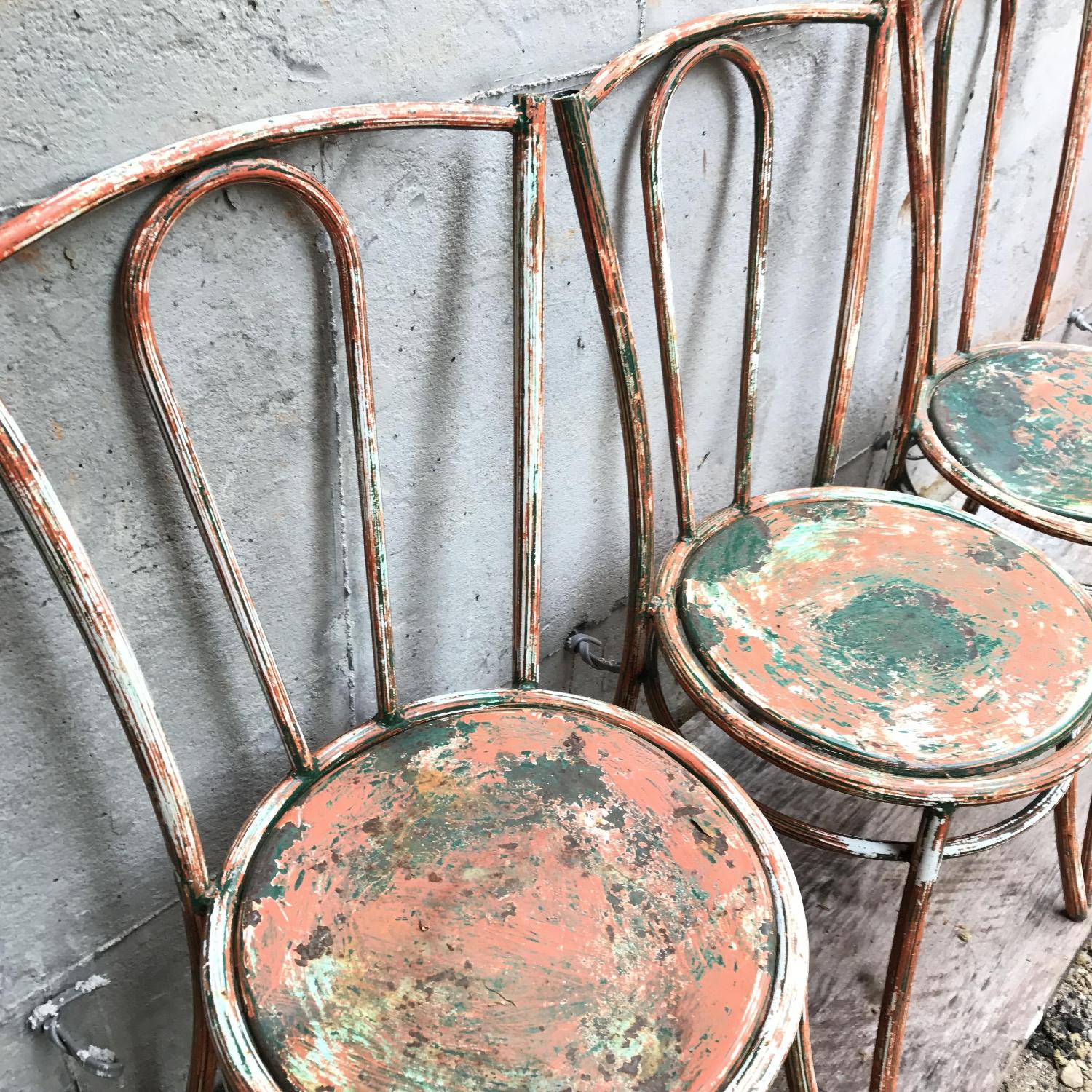 French Vintage Bistro Cafe Metal Industrial Chairs - image-4