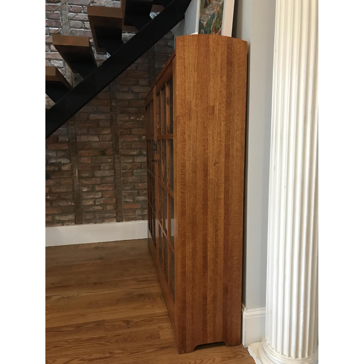 Restoration Hardware Mission Style Oak & Glass Bookcase - image-5