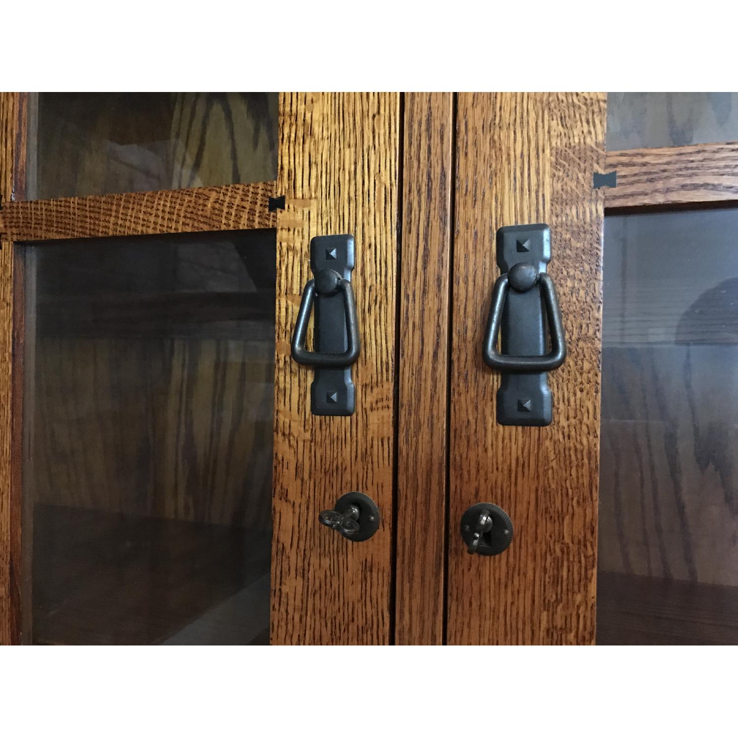 Restoration Hardware Mission Style Oak & Glass Bookcase - image-6