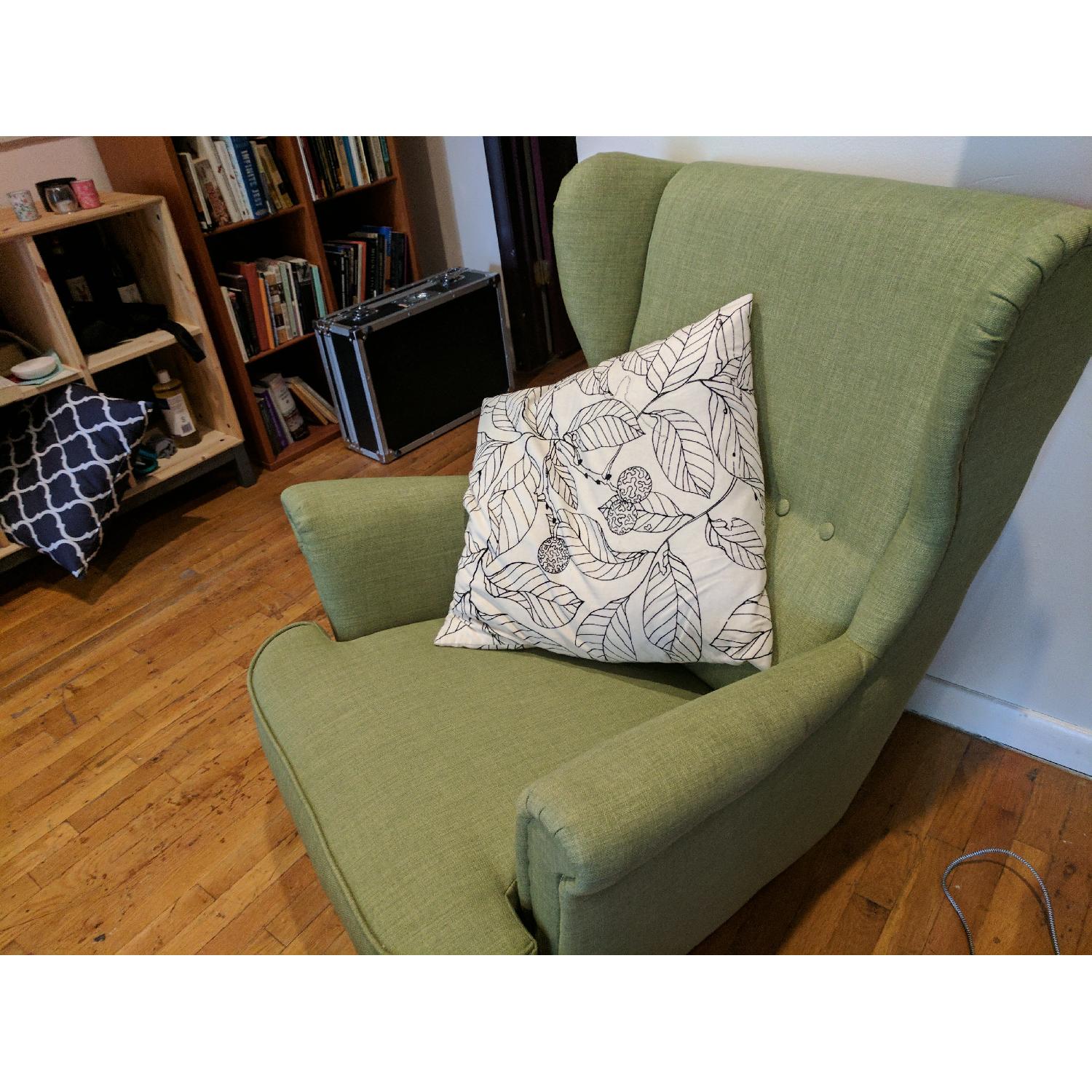 Ikea Strandmon Wing Chair in Green Linen - image-1
