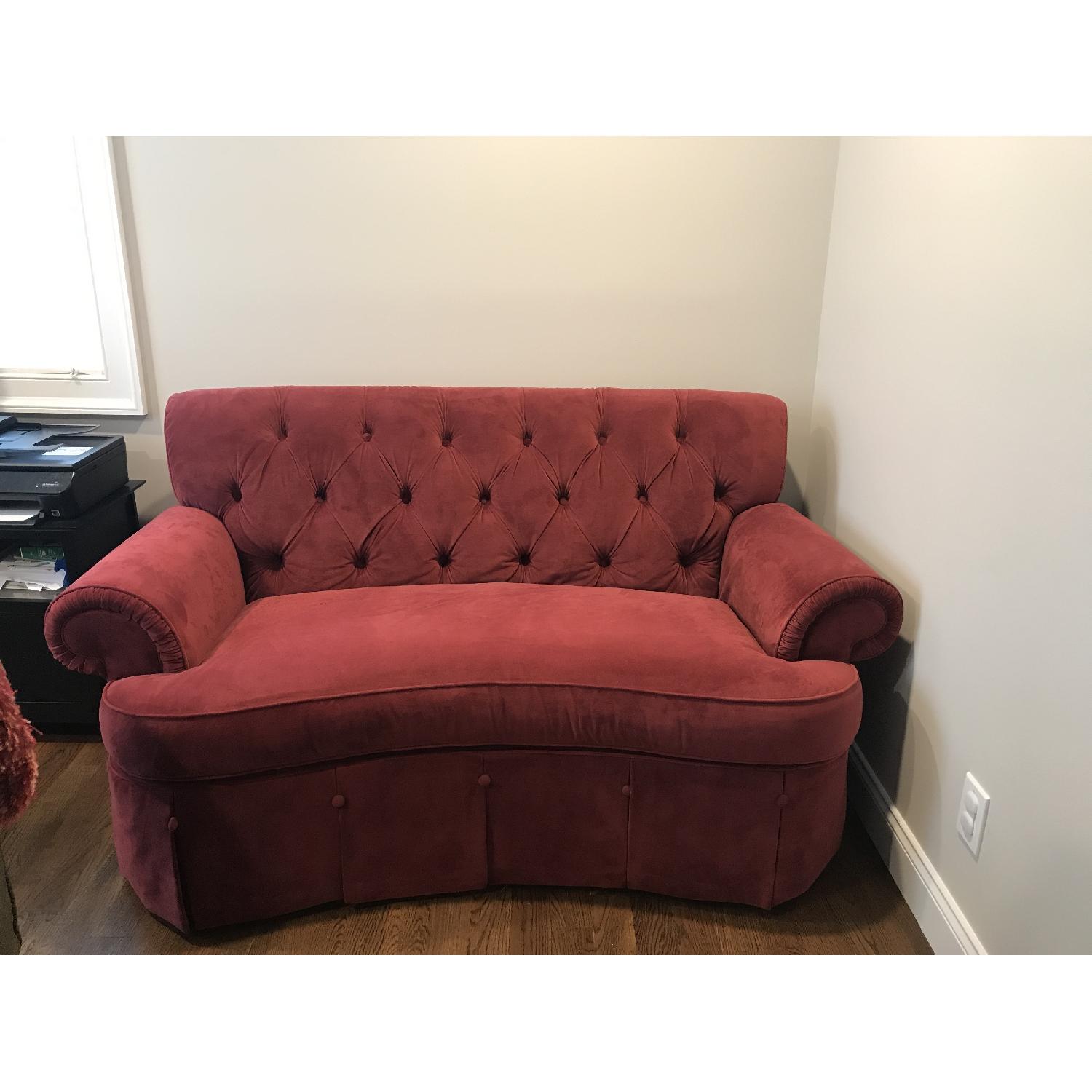 HomeGoods Red Tufted Loveseat - image-1