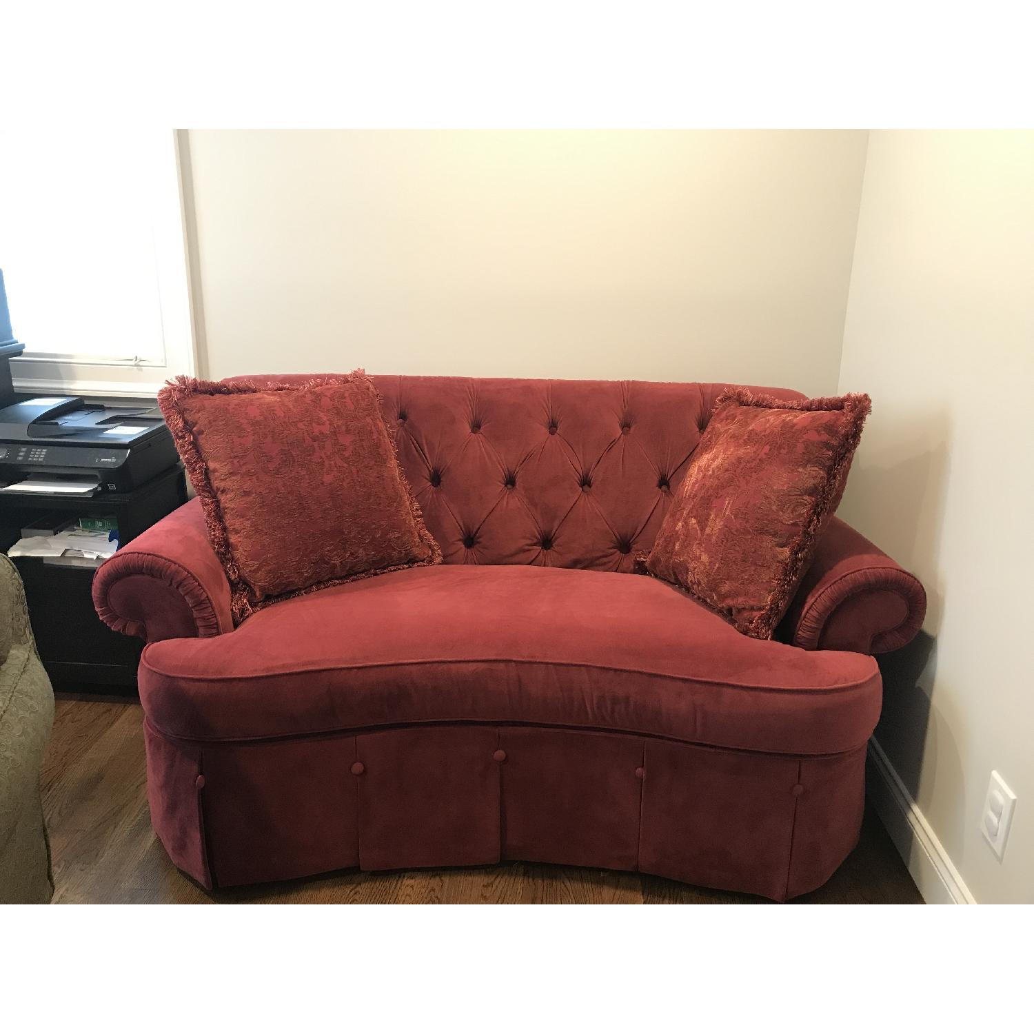 HomeGoods Red Tufted Loveseat - image-2