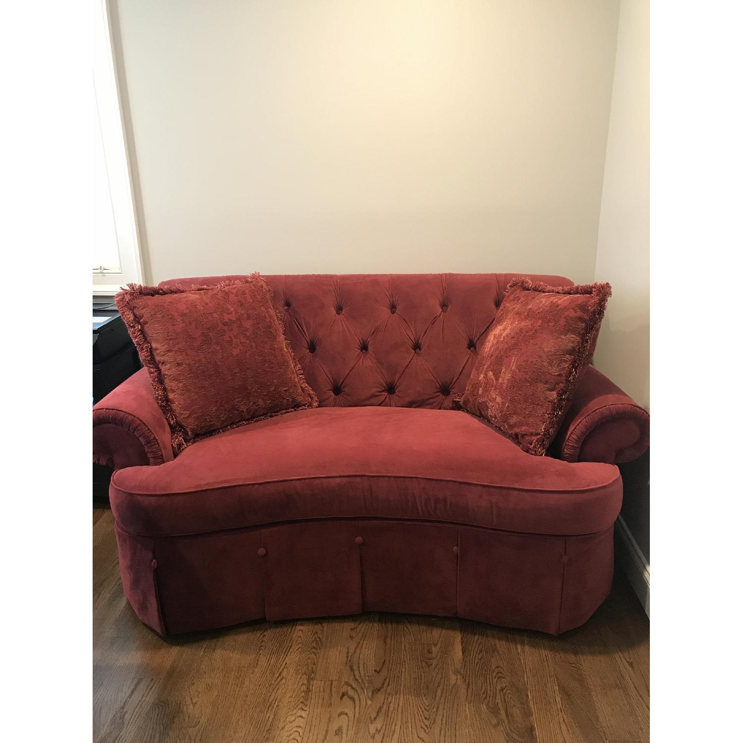 HomeGoods Red Tufted Loveseat - image-3