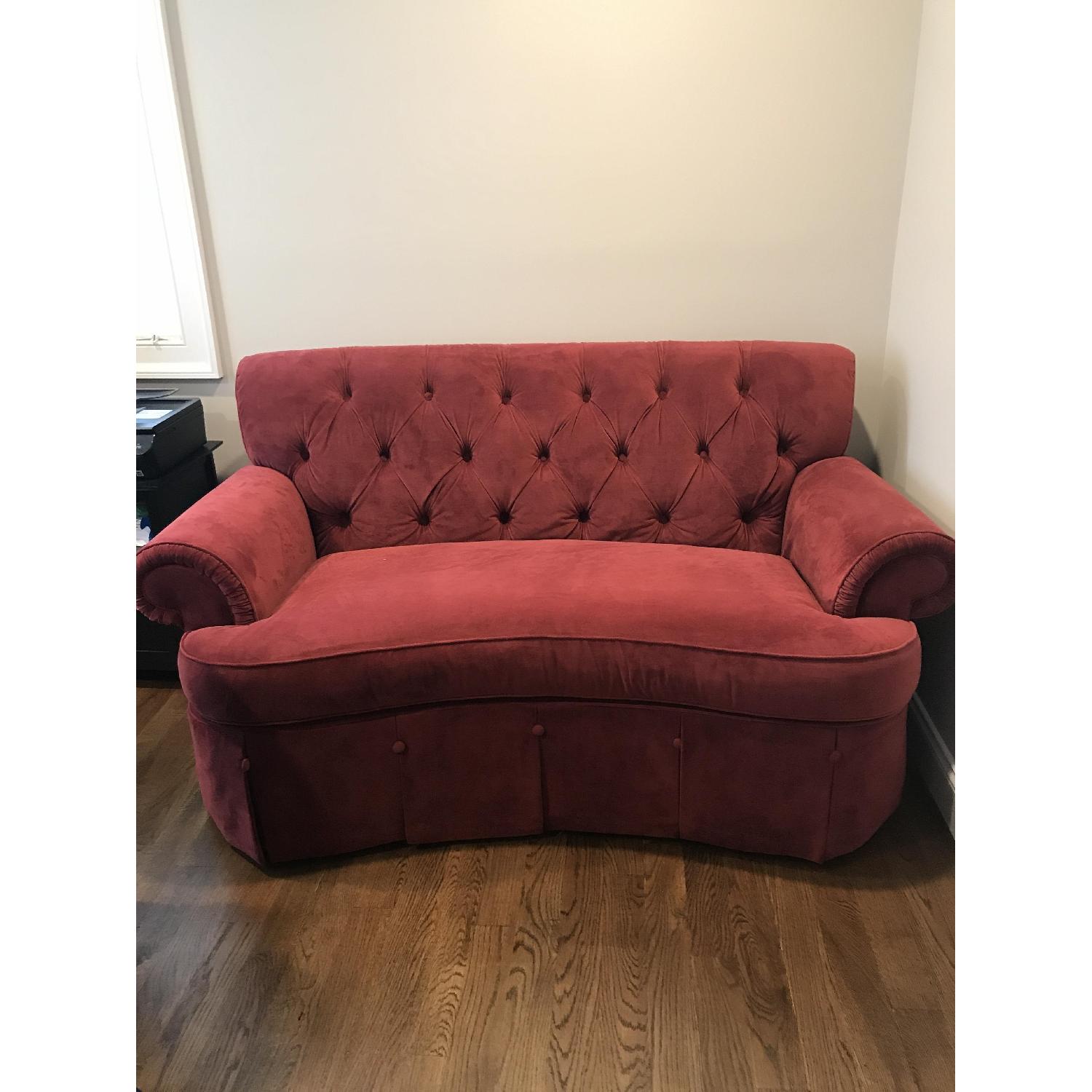 HomeGoods Red Tufted Loveseat - image-4