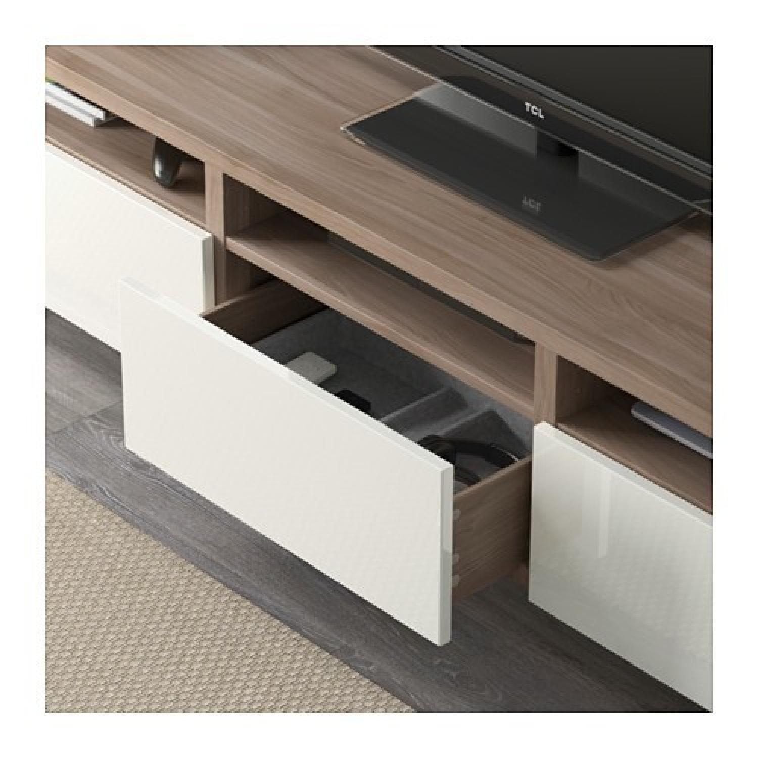 Ikea Besta TV Unit in Walnut Effect/White - image-6