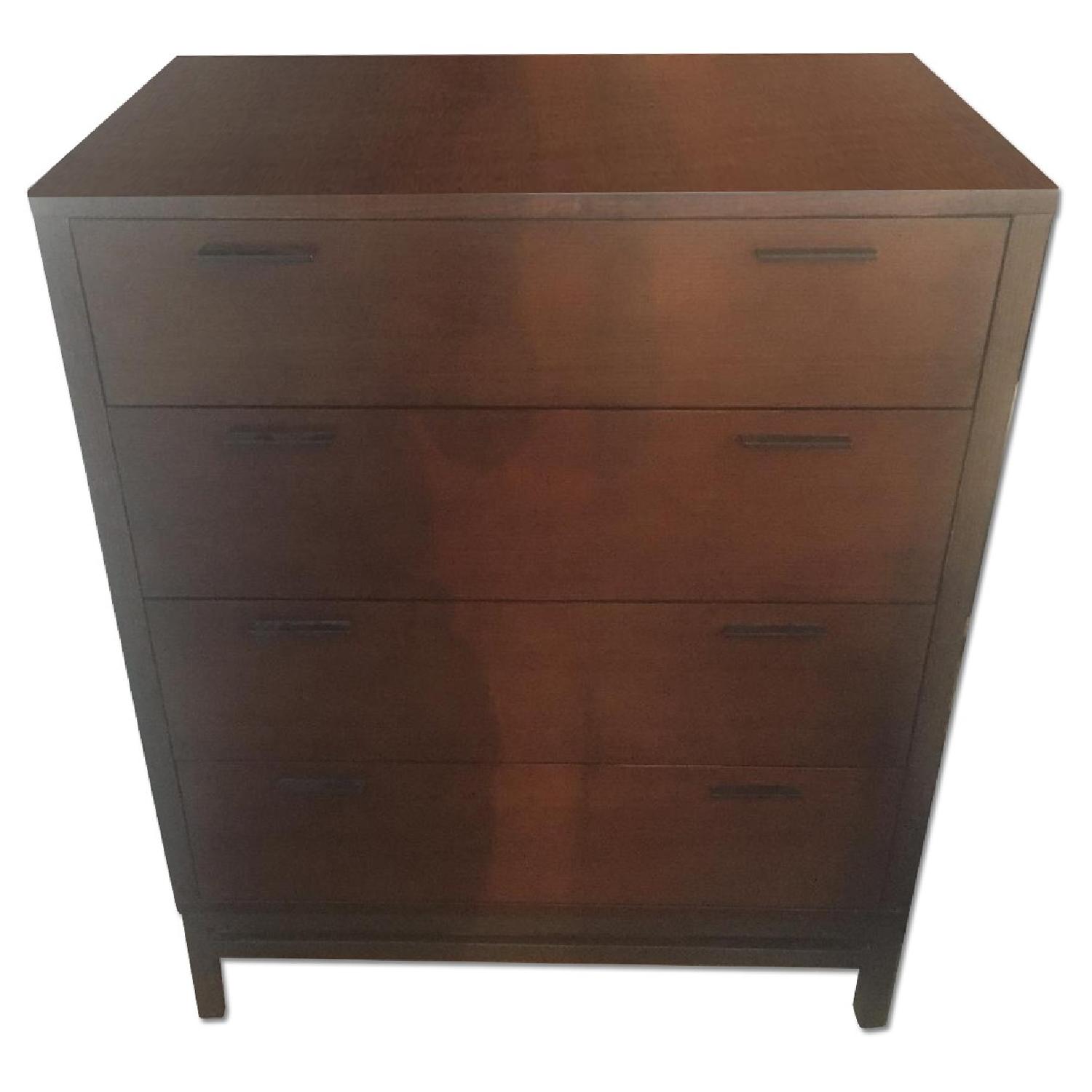 Crate & Barrel Dark Brown Four Drawer Tall Dresser - AptDeco