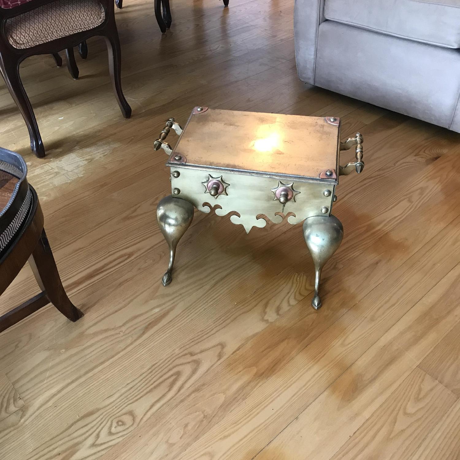 Antique English Brass Footman/Fire Stool AptDeco