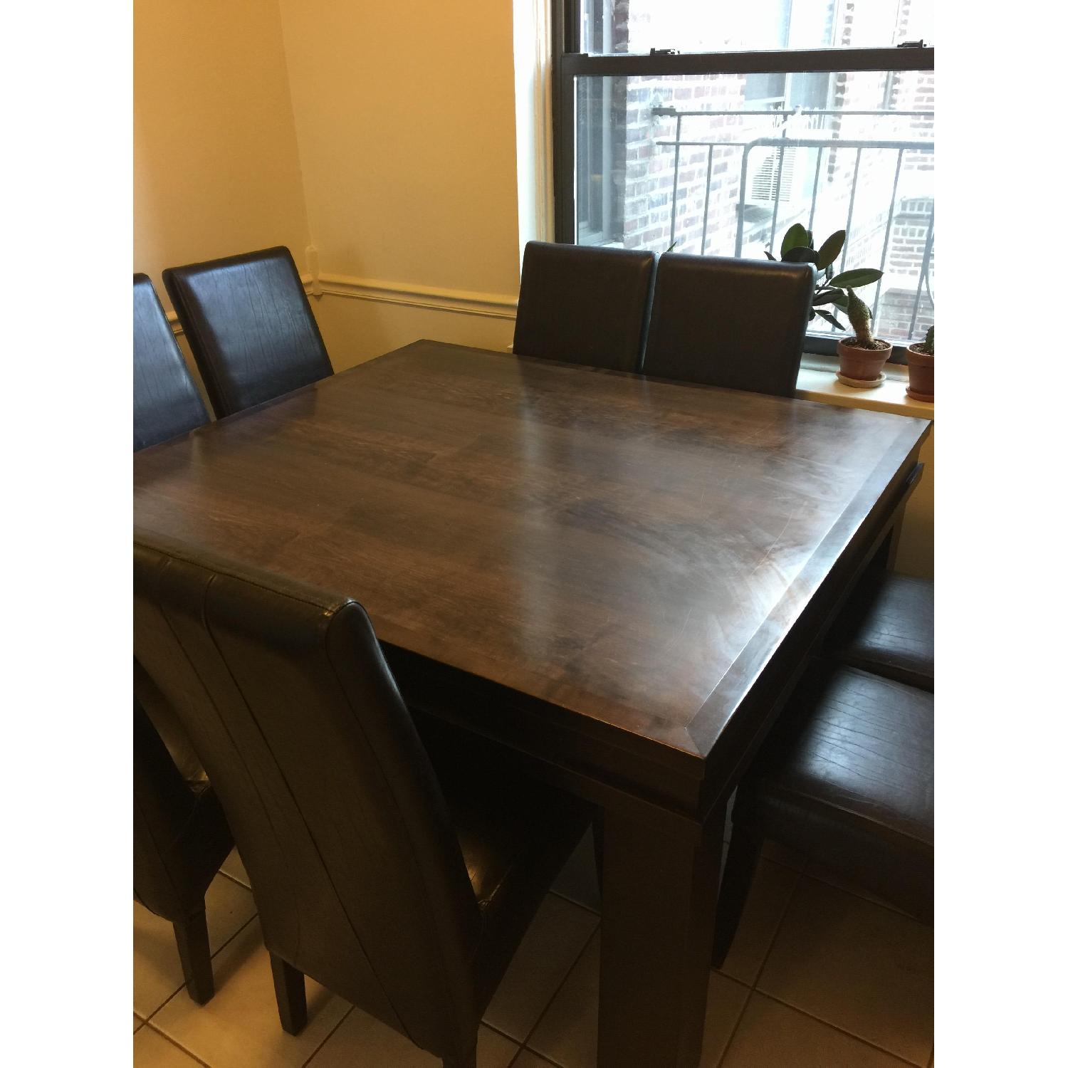 Italian Hardwood Expandable Dining Table w/ 6 Chairs - image-1