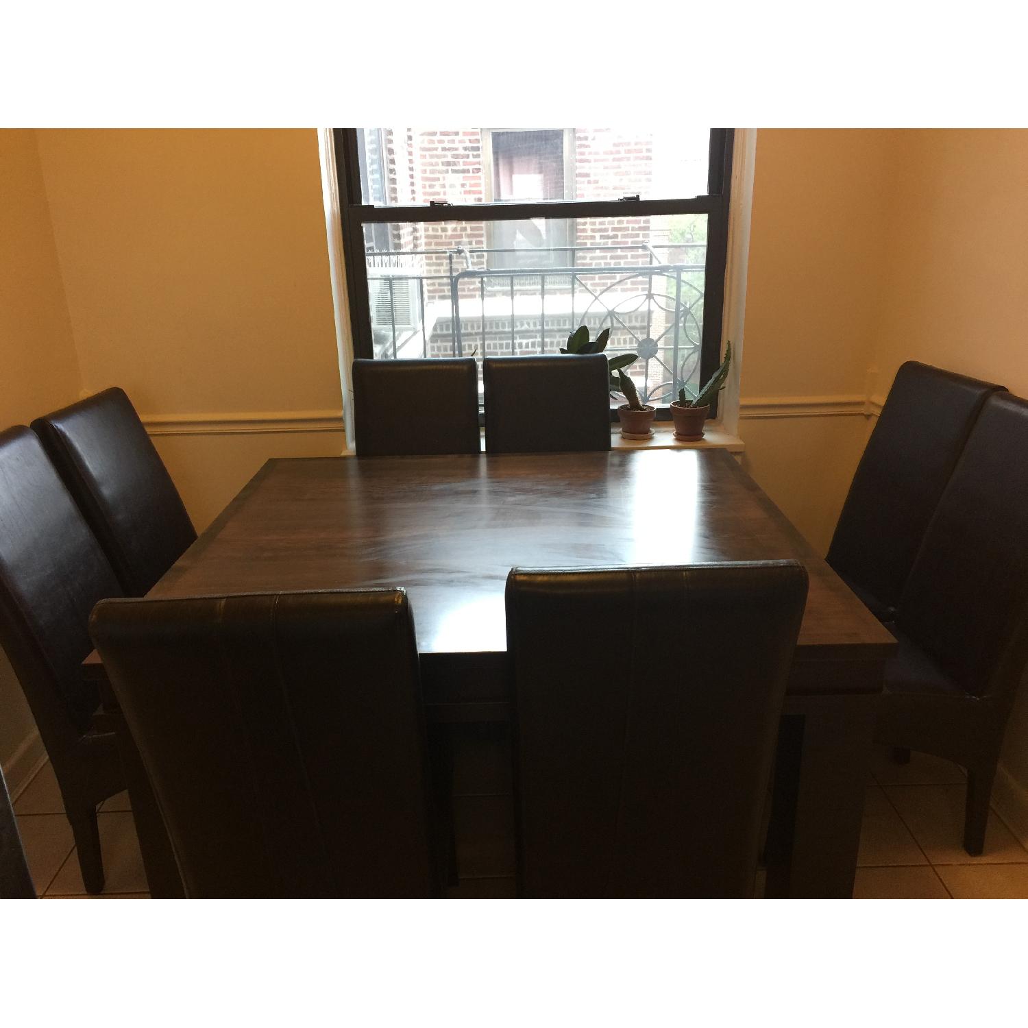 Italian Hardwood Expandable Dining Table w/ 6 Chairs - image-2