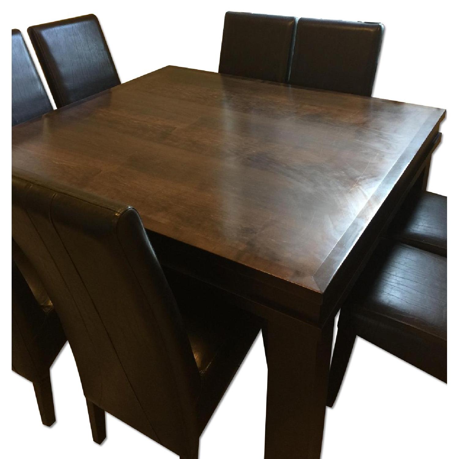 Italian Hardwood Expandable Dining Table w/ 6 Chairs AptDeco