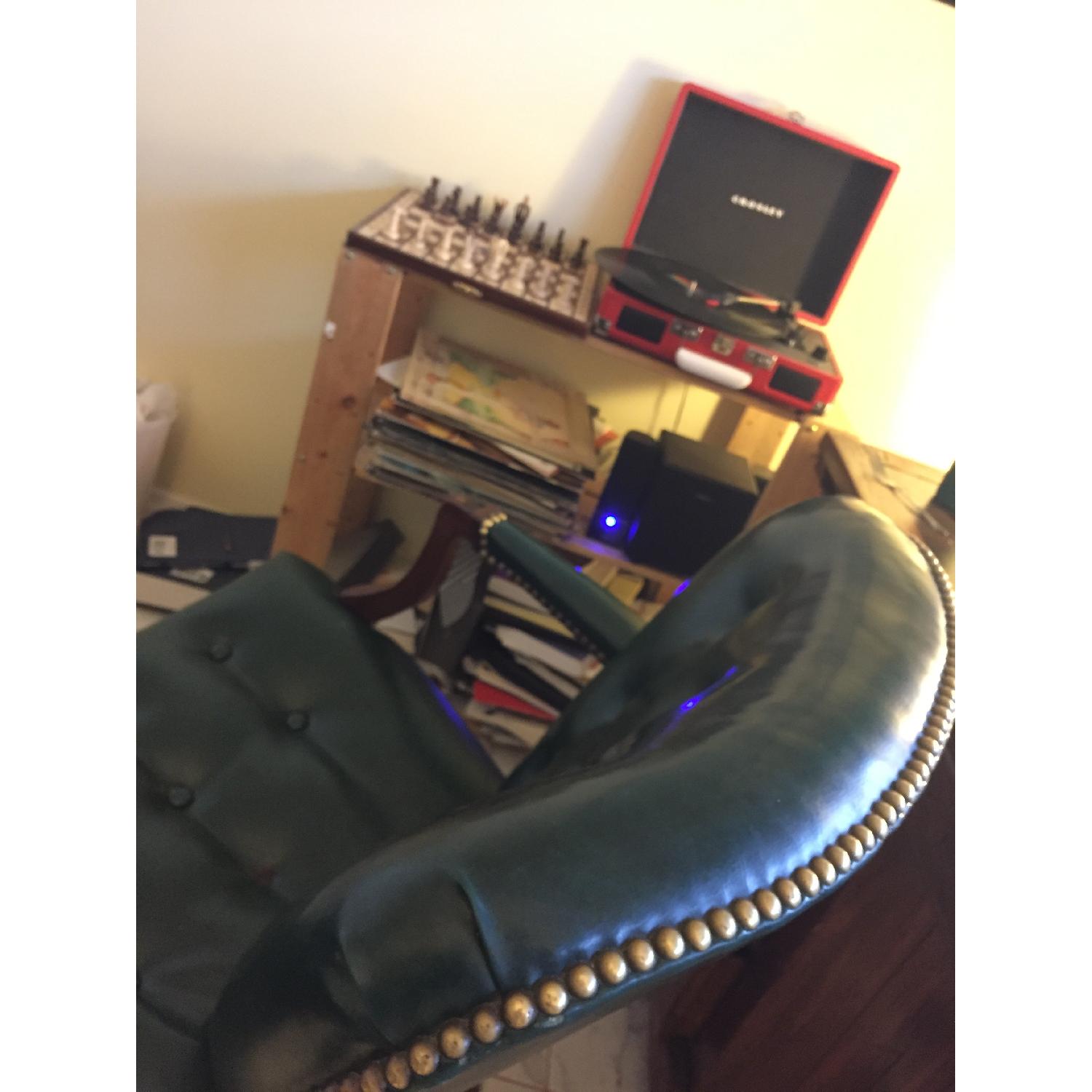 Hickory Chair Company Antique Leather Chair w/ Brass Rivets - image-6