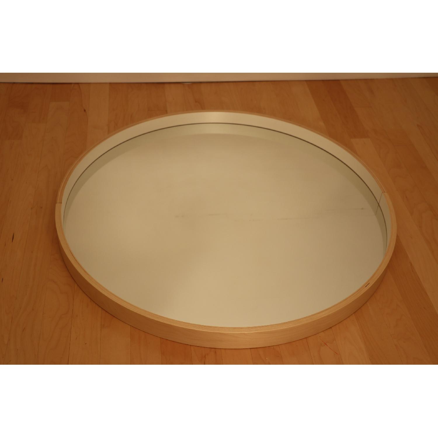 Ikea Anes Round Birch Veneer Mirror in White - image-3