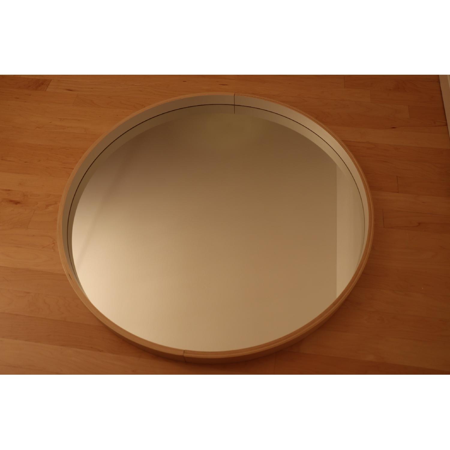 Ikea Anes Round Birch Veneer Mirror in White - image-4