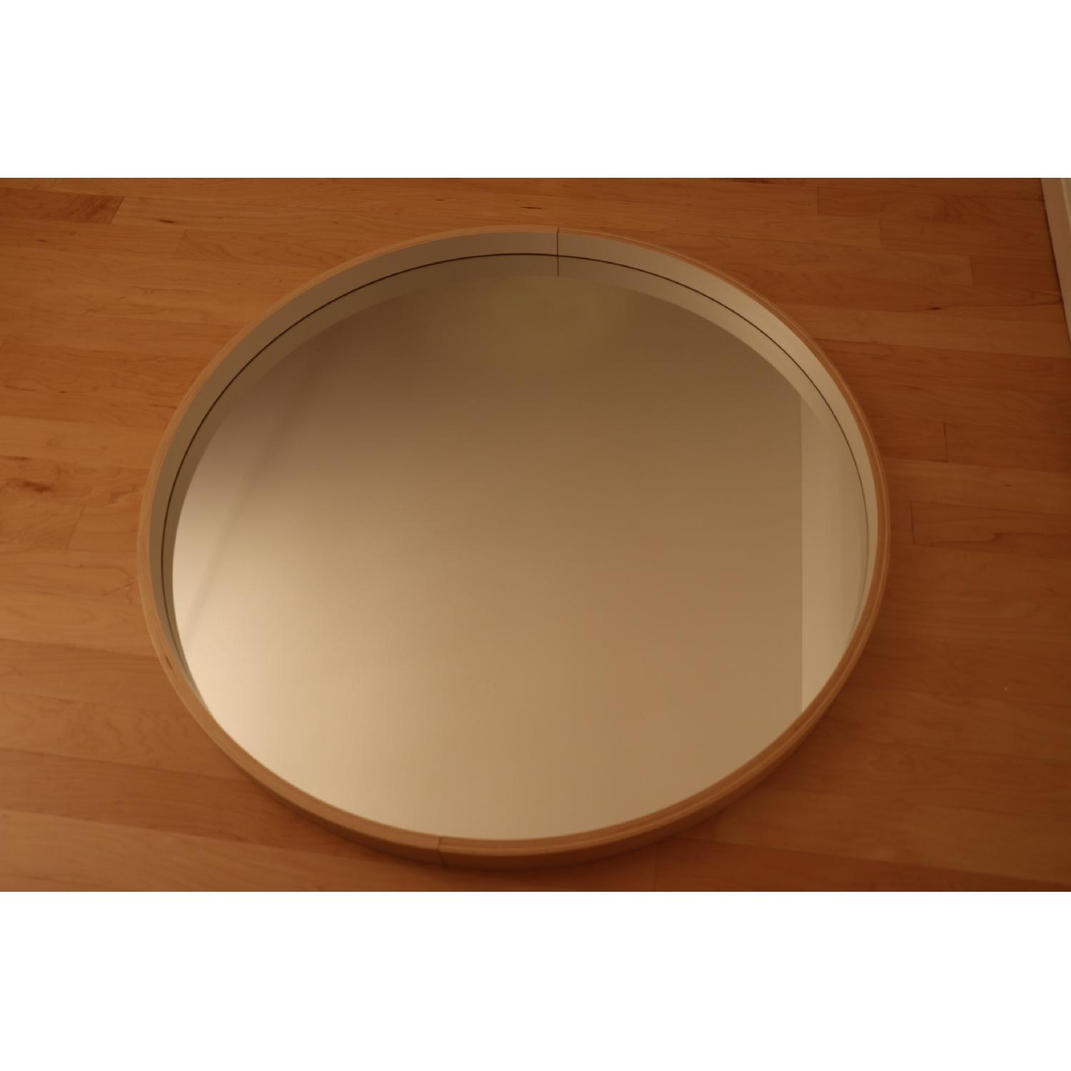 Ikea Anes Round Birch Veneer Mirror in White - image-6