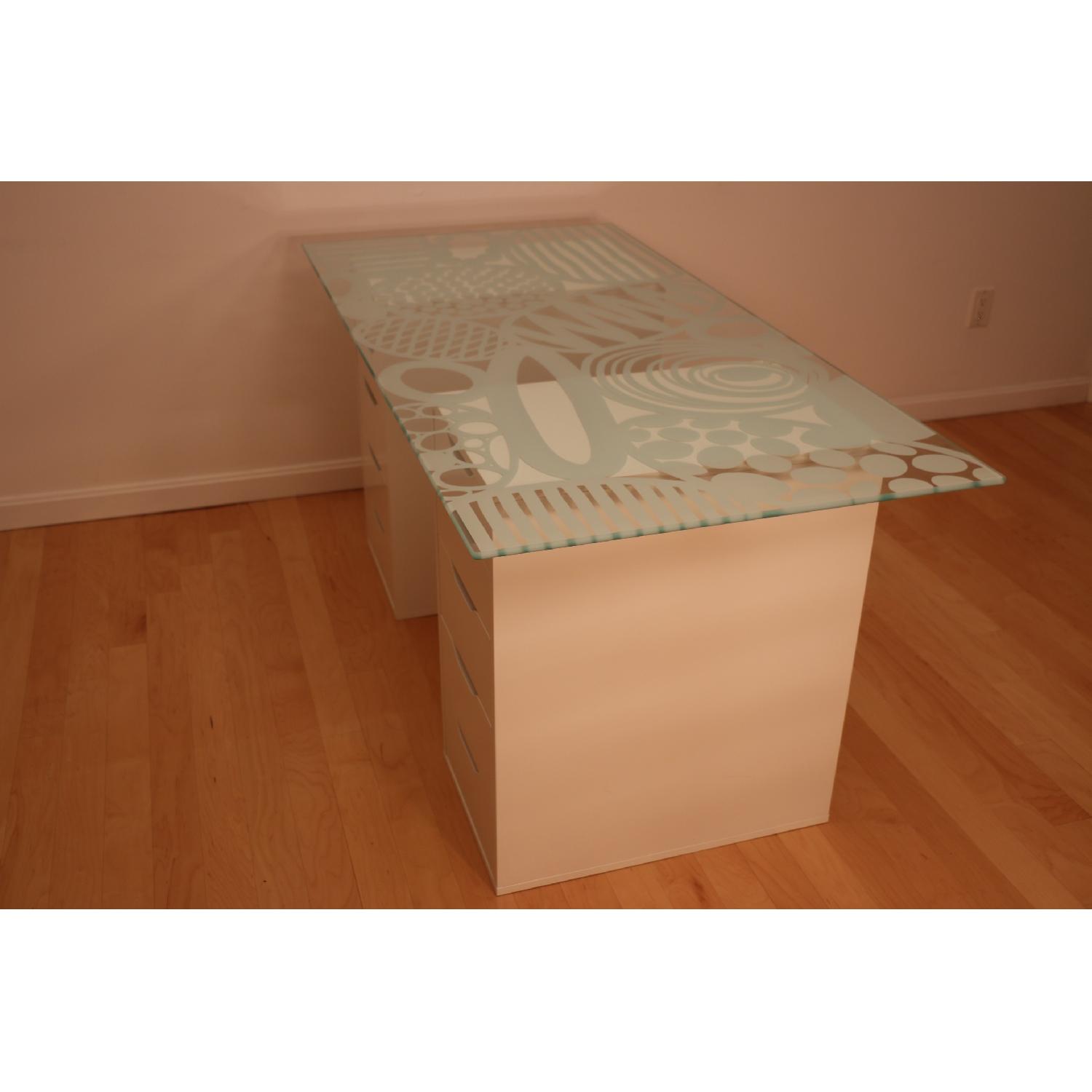 Ikea Glass Top Desk w/ 2 Drawer Units & Swivel Chair - image-3