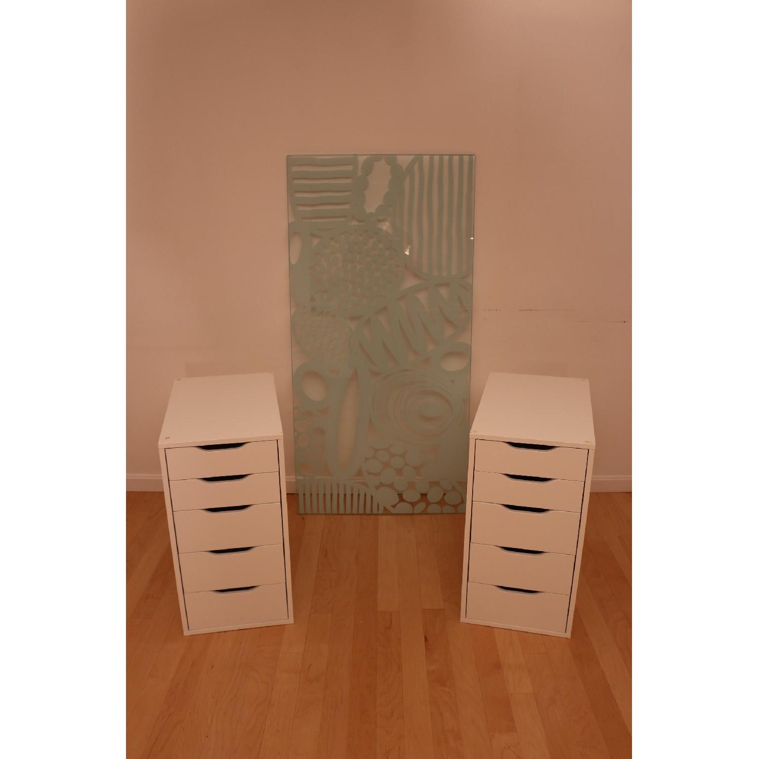 Ikea Glass Top Desk w/ 2 Drawer Units & Swivel Chair - image-7