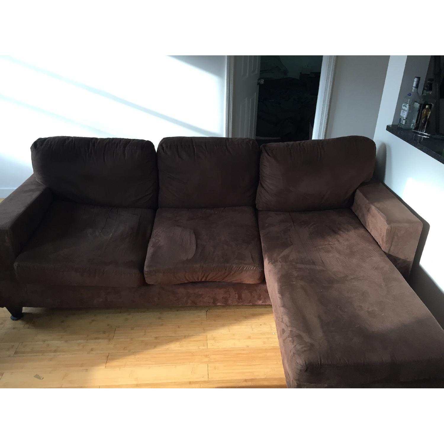 Walmart Vogue Microfiber Reversible Chaise Sectional Sofa - image-1