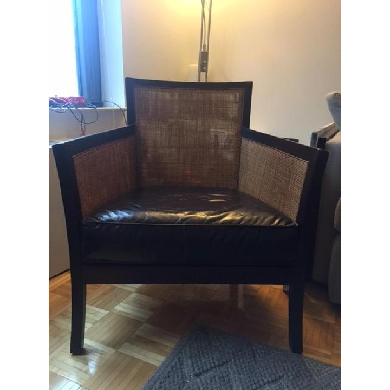 Crate & Barrel Blake Wicker & Leather Chair - image-1