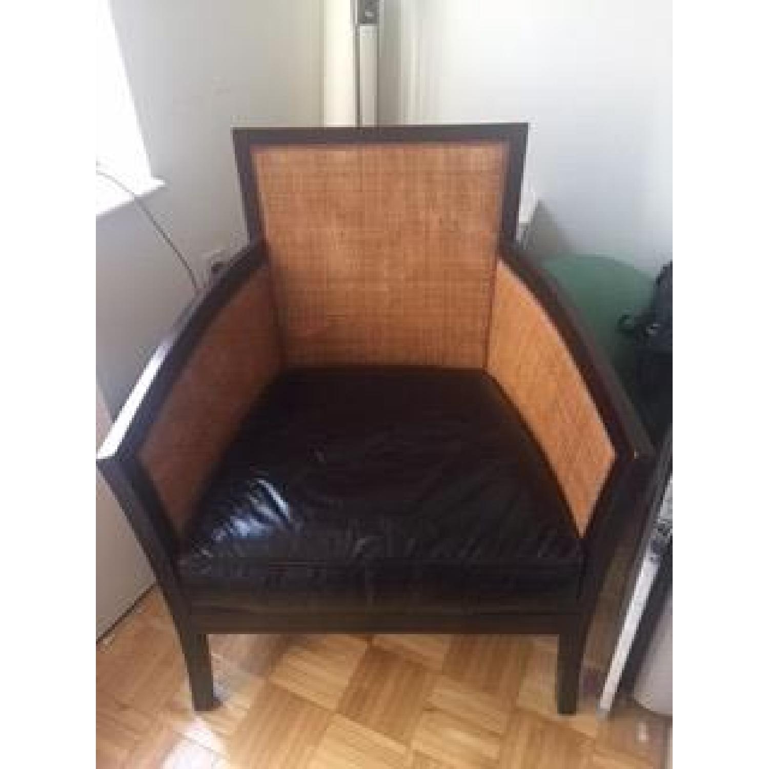 Crate & Barrel Blake Wicker & Leather Chair - image-5