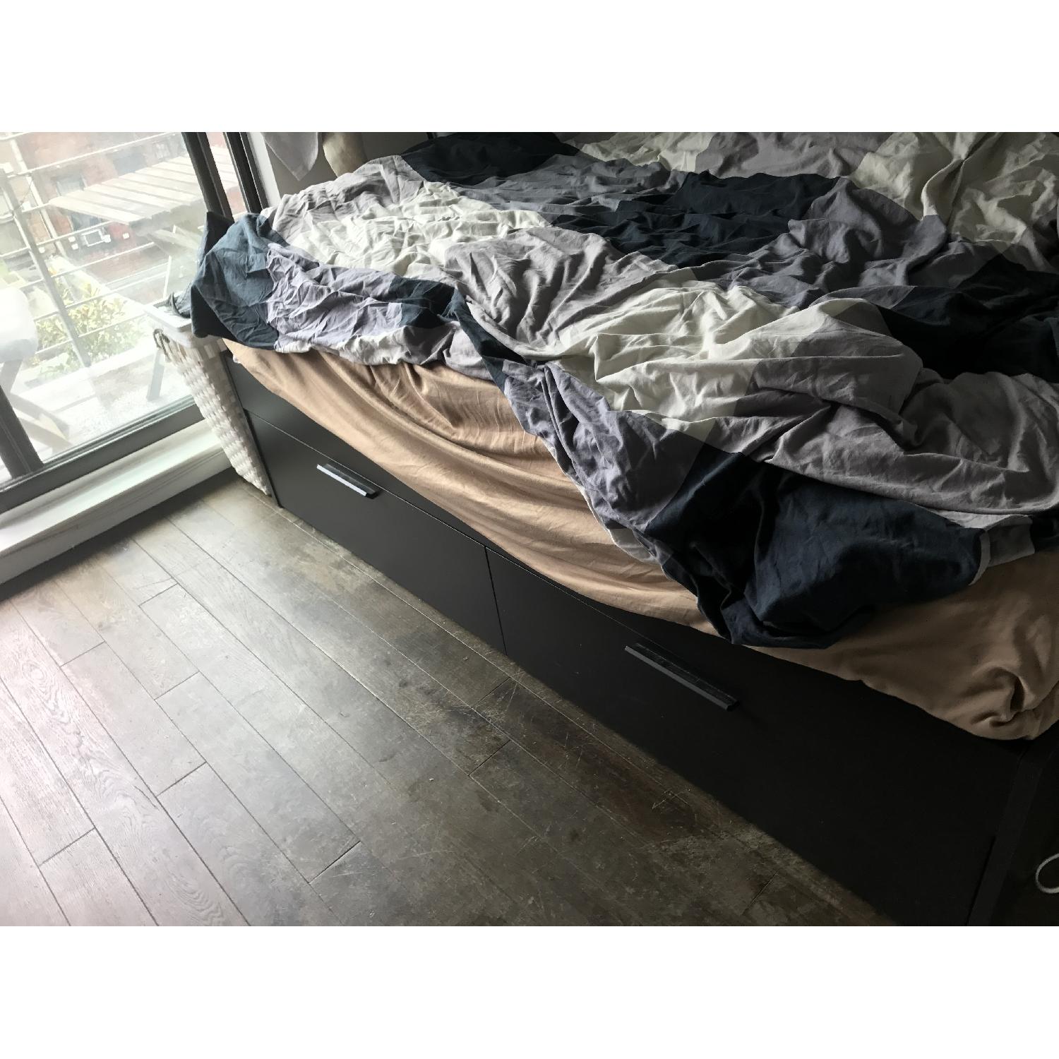 Ikea Brimnes Black Bed Frame w/ Storage & Lury AptDeco